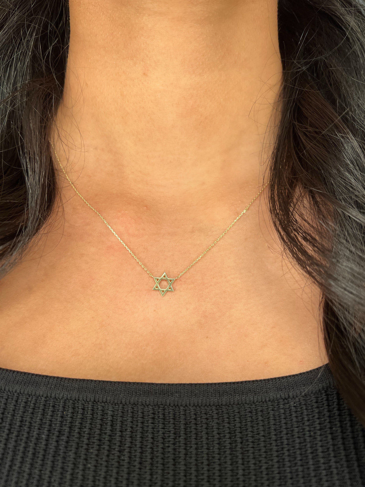 10K Gold Adjustable Star of David Necklace