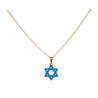 10K Gold Mini Blue Enamel Mini Star of David Pendant