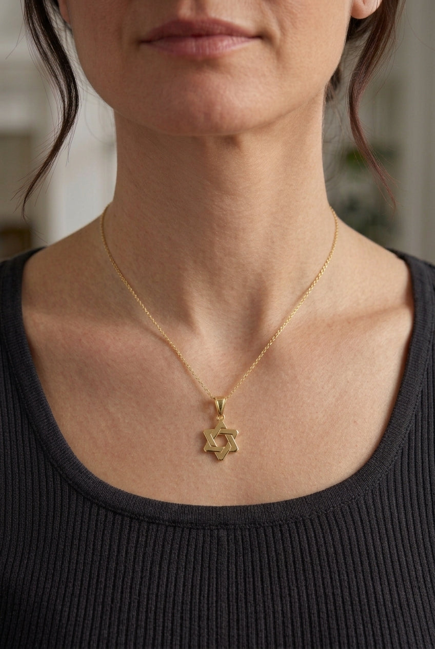 10K Gold Deco Star of David Pendant