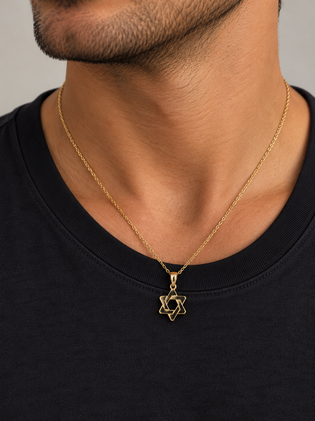 10K Gold Deco Star of David Pendant