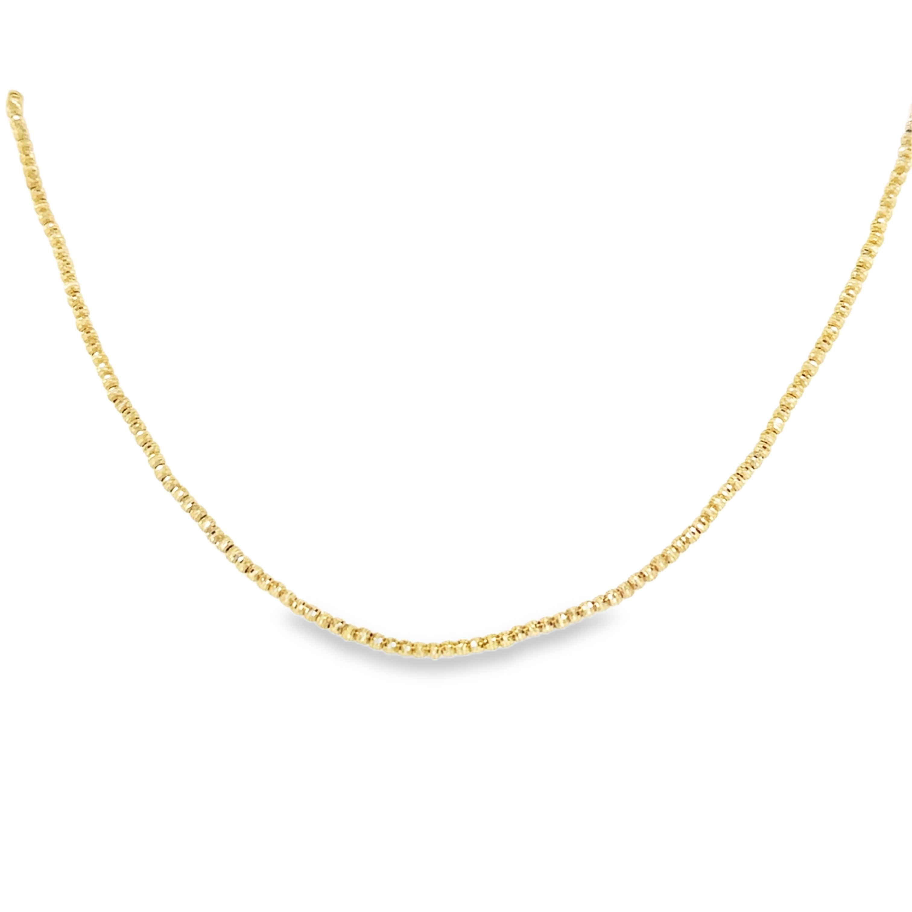 10K Gold 1.5mm Diamond Cut Ball Necklace