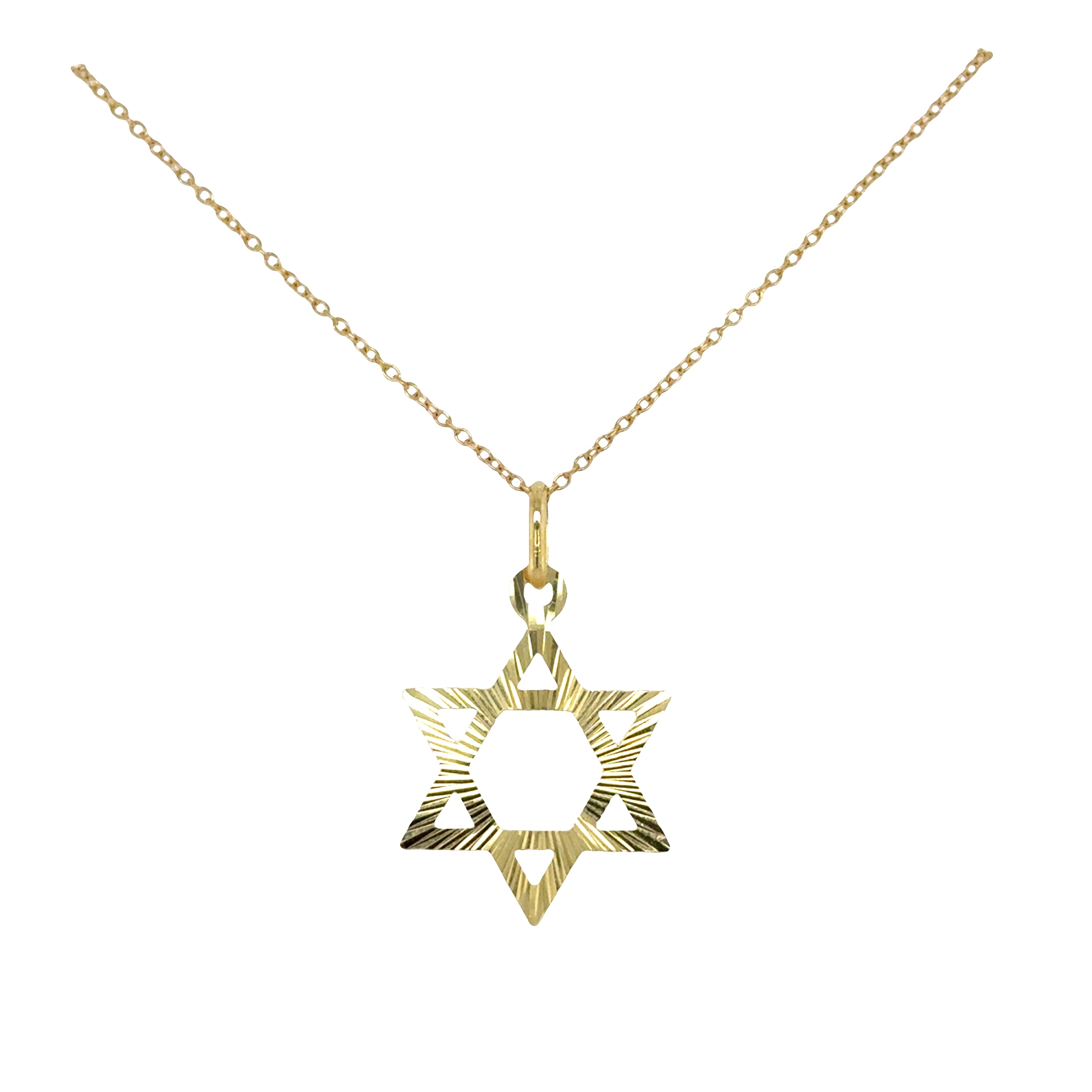10K Gold Fluted Star of David Pendant