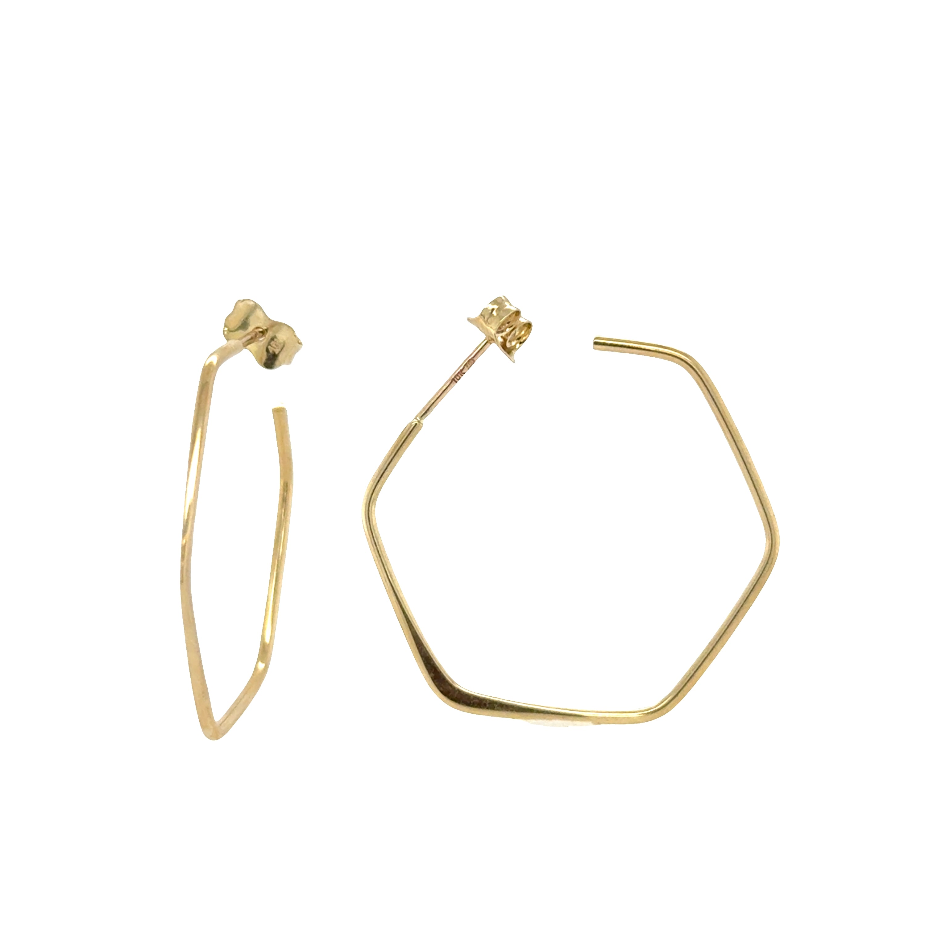 10K Gold Large Hexagon Hoops