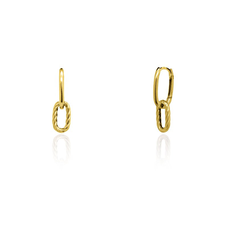 10K Gold Interlocked Huggie and Drop Earrings