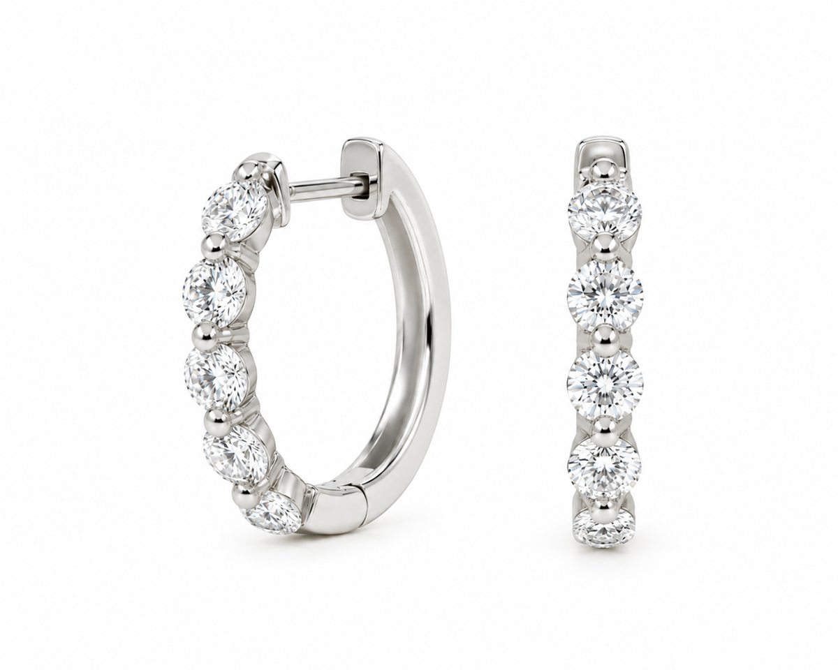 10K Gold Large Single Prong Diamond Huggies: Lab-Grown
