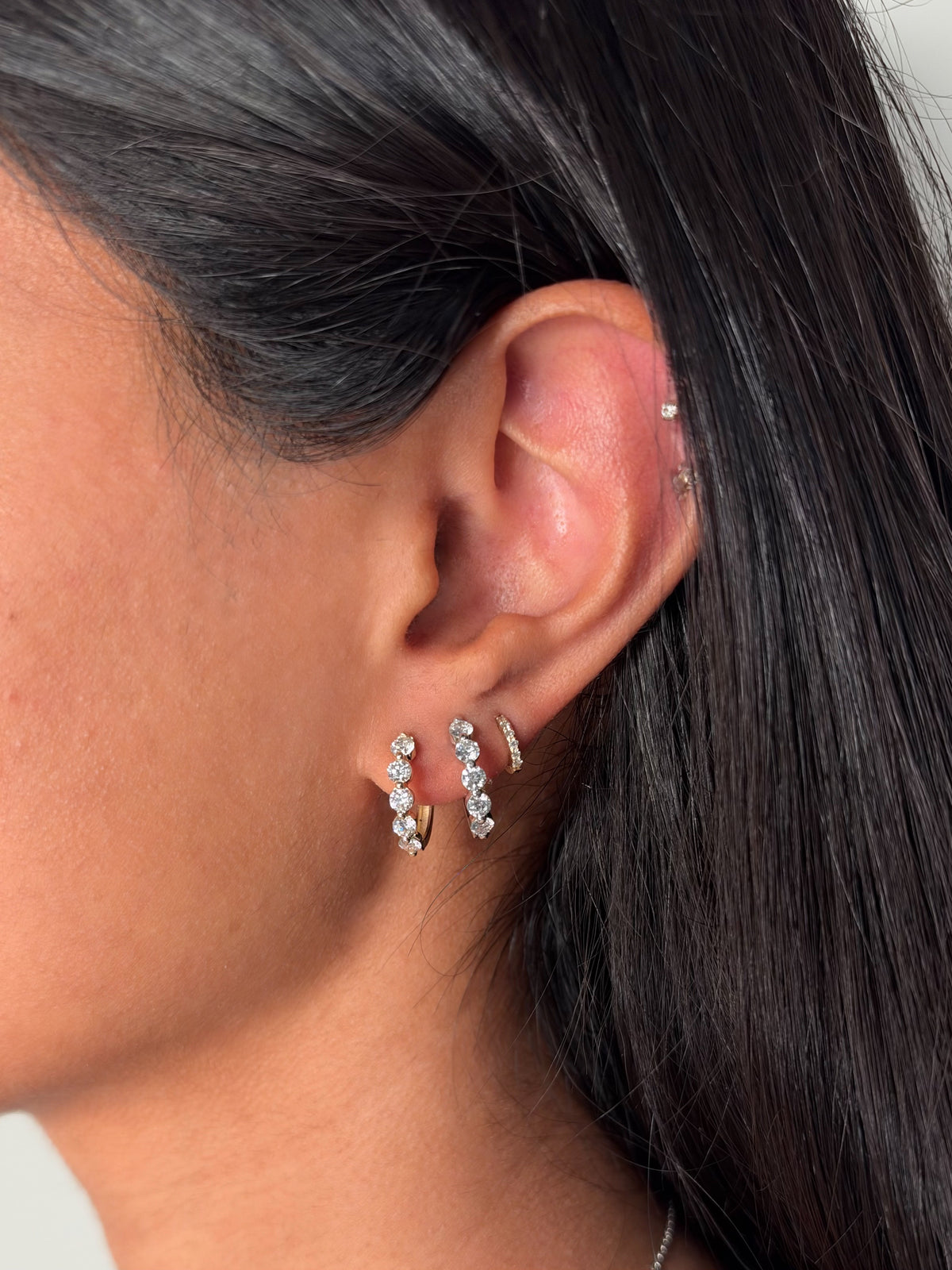 10K Gold Large Single Prong Diamond Huggies: Lab-Grown