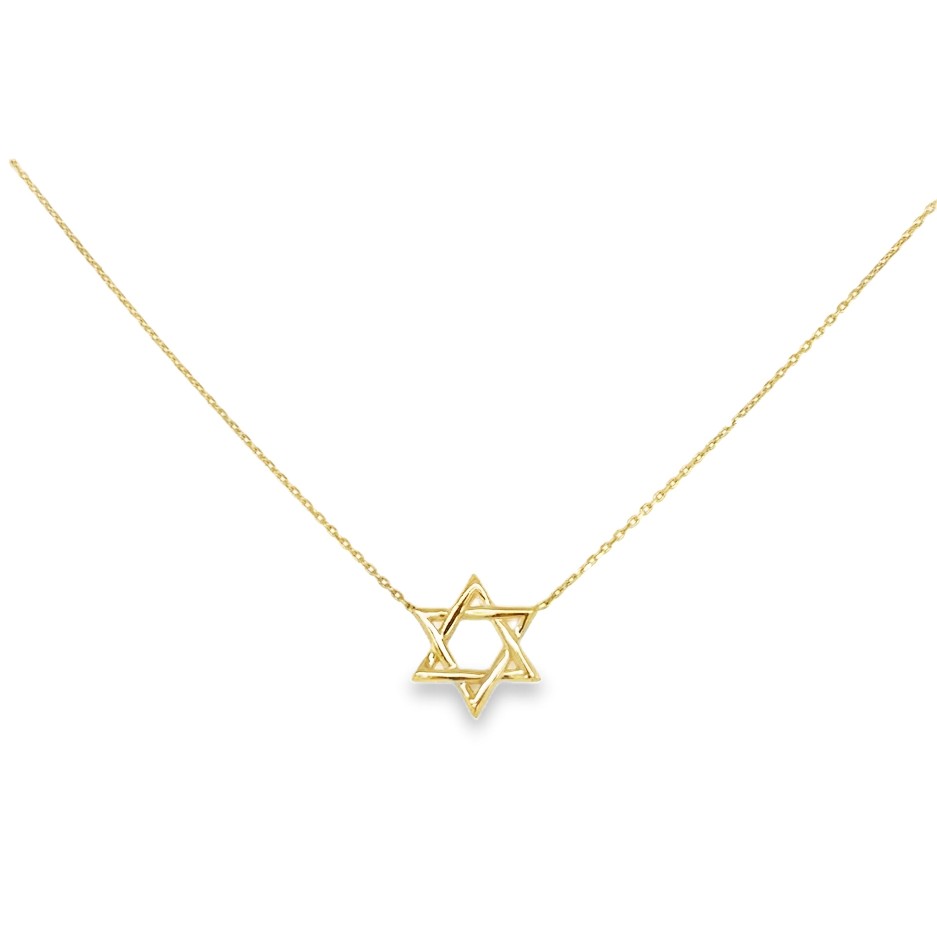 10K Gold Overlapping Star of David Necklace