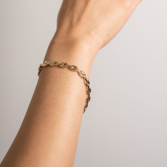 10K Gold Rounded Panther Link Bracelet