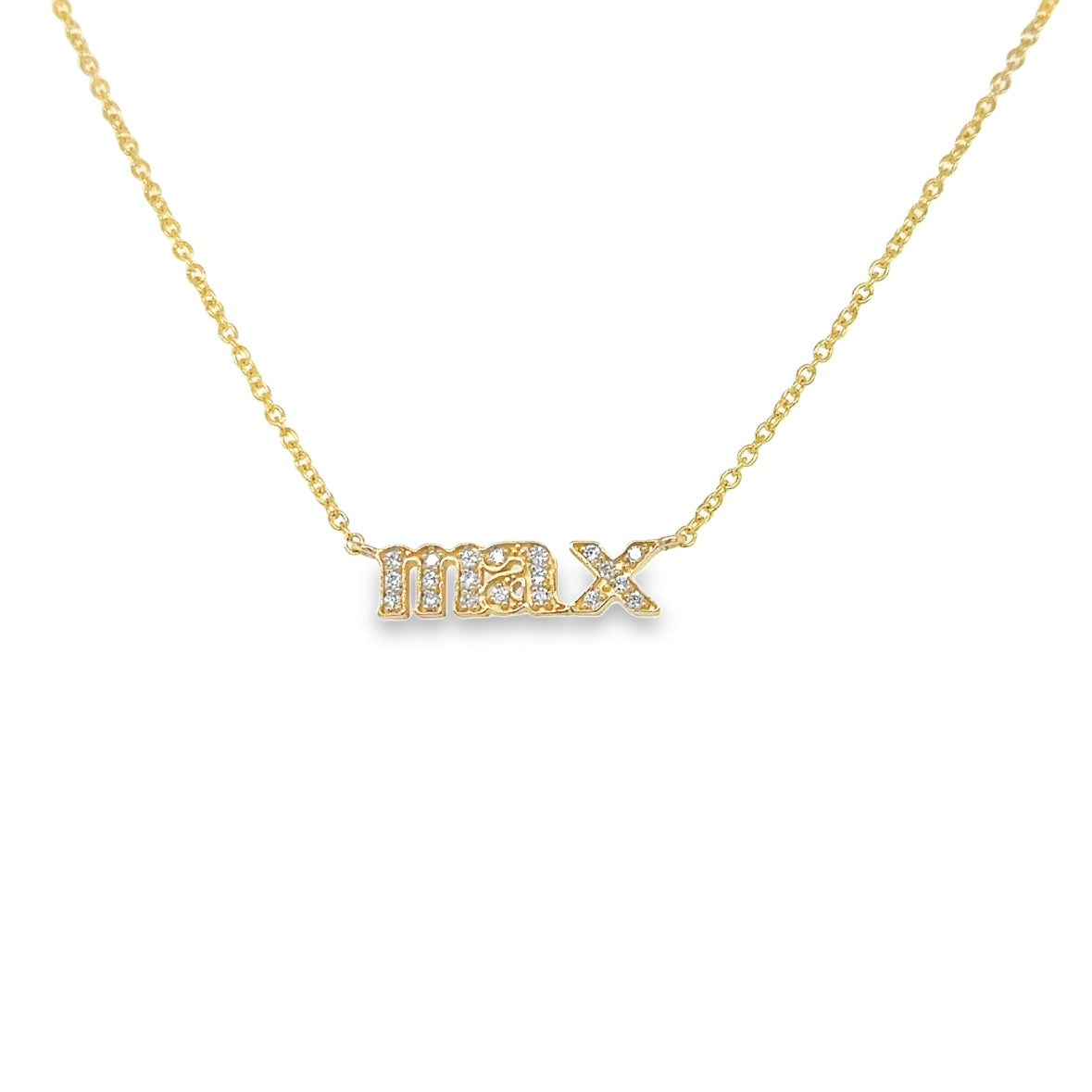 14K Gold and Diamond Mini Name Necklace