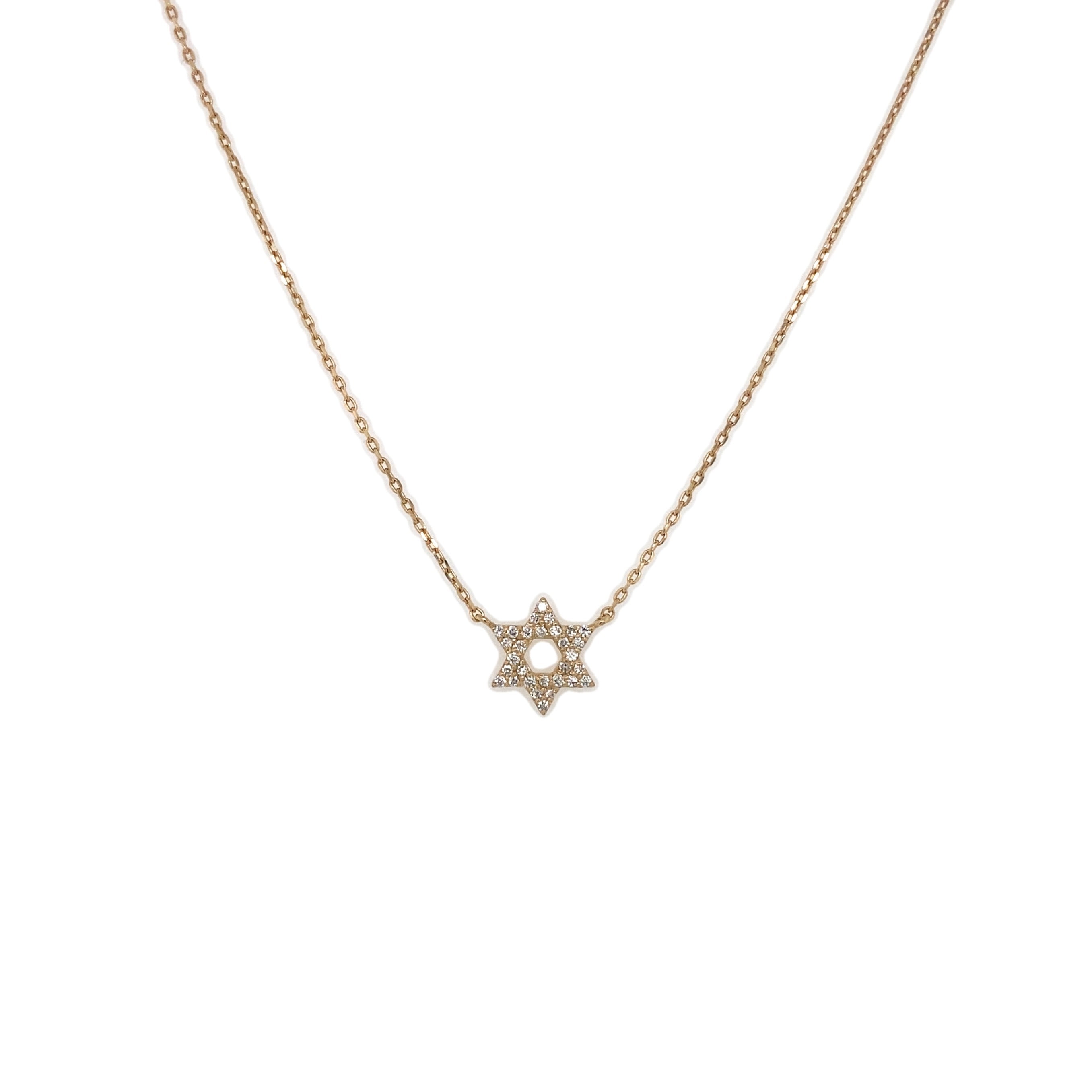 14K Gold Diamond Star of David Necklace