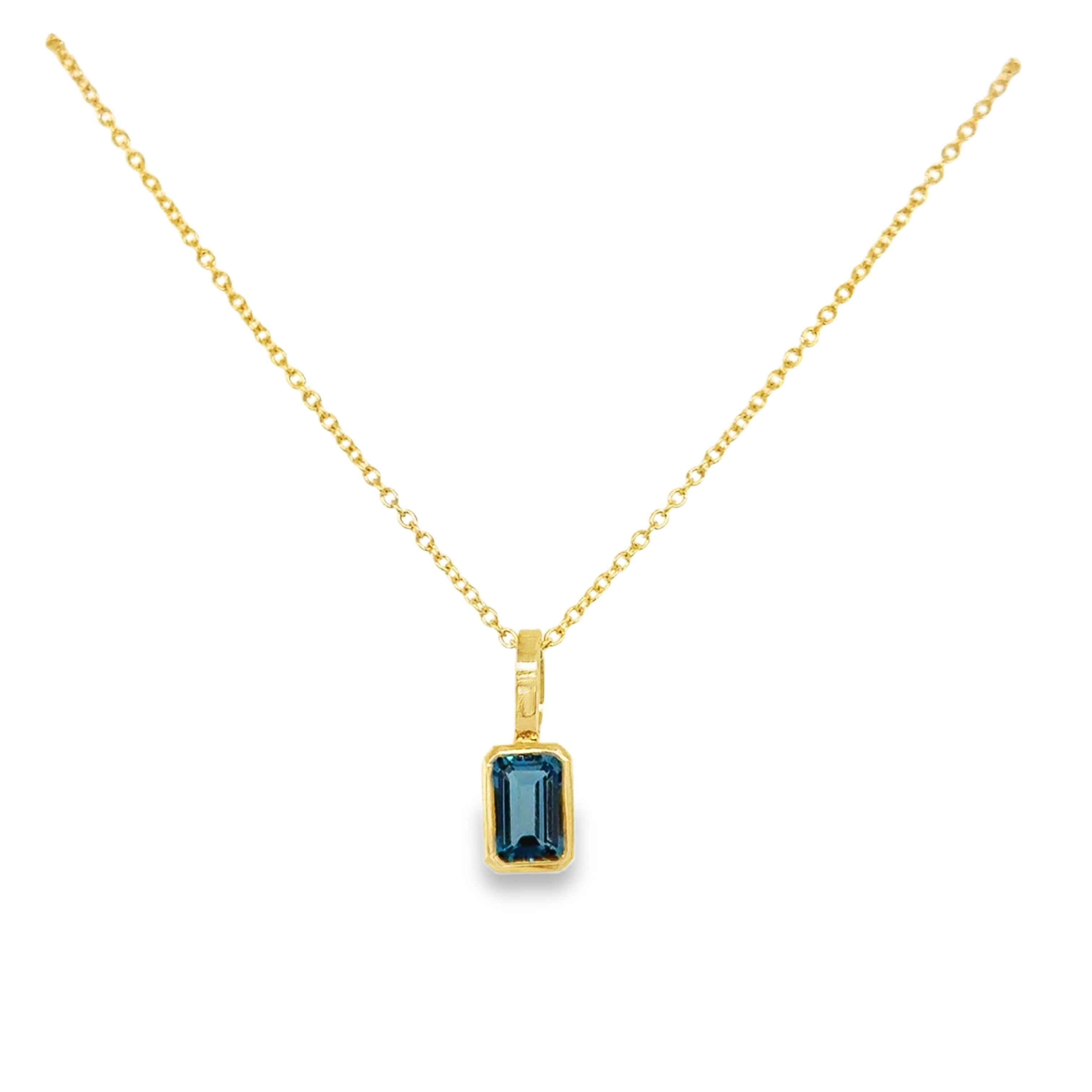 14K Gold Bezel-Set Emerald Cut Birthstone Charm