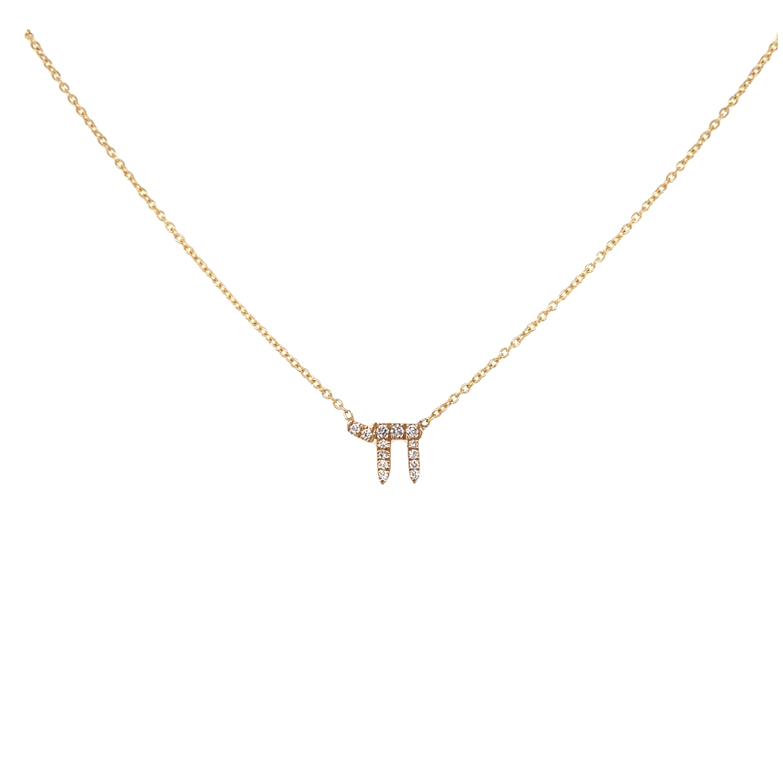 14K Gold Diamond Chai Necklace