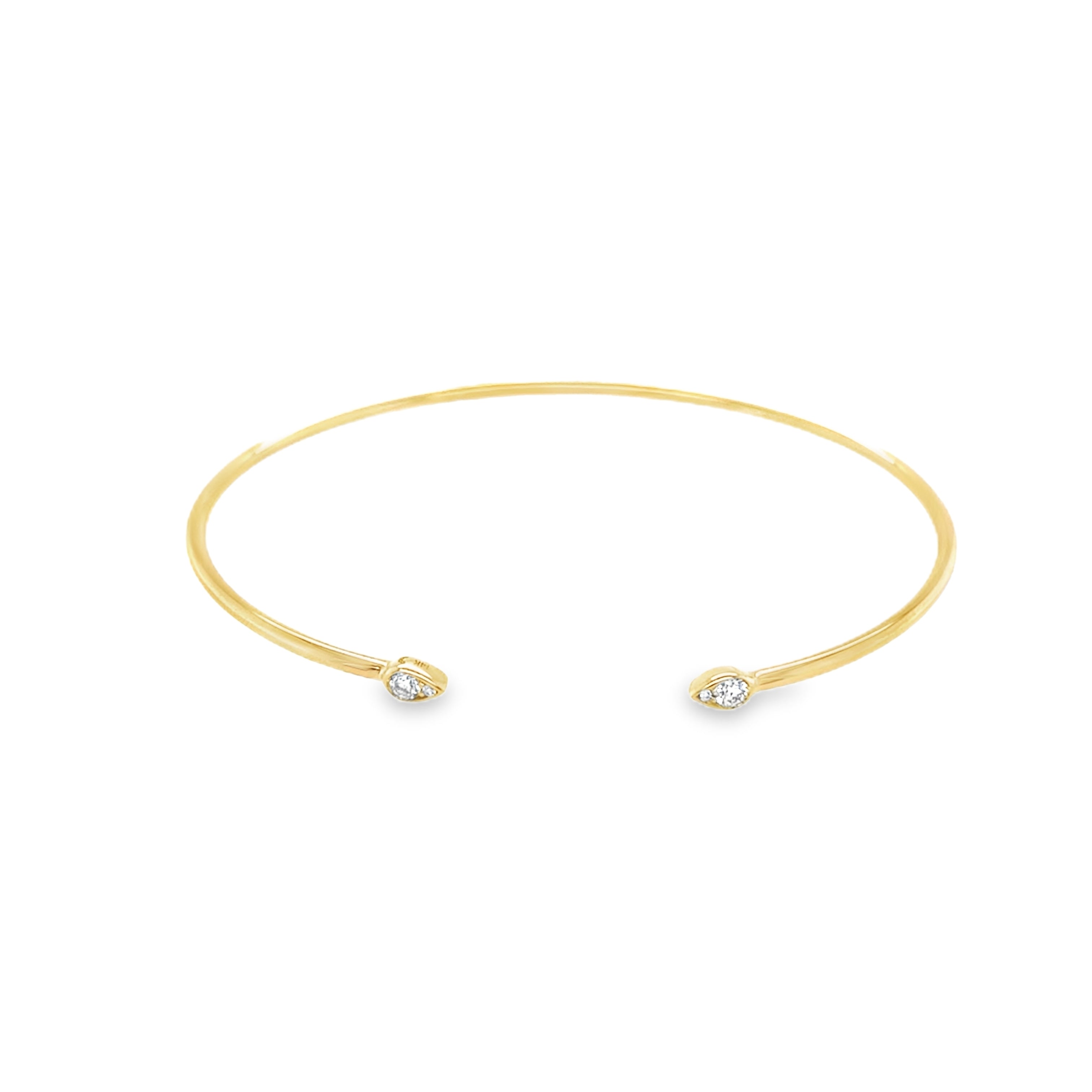 14K Gold Diamond Teardrop Cuff Bangle