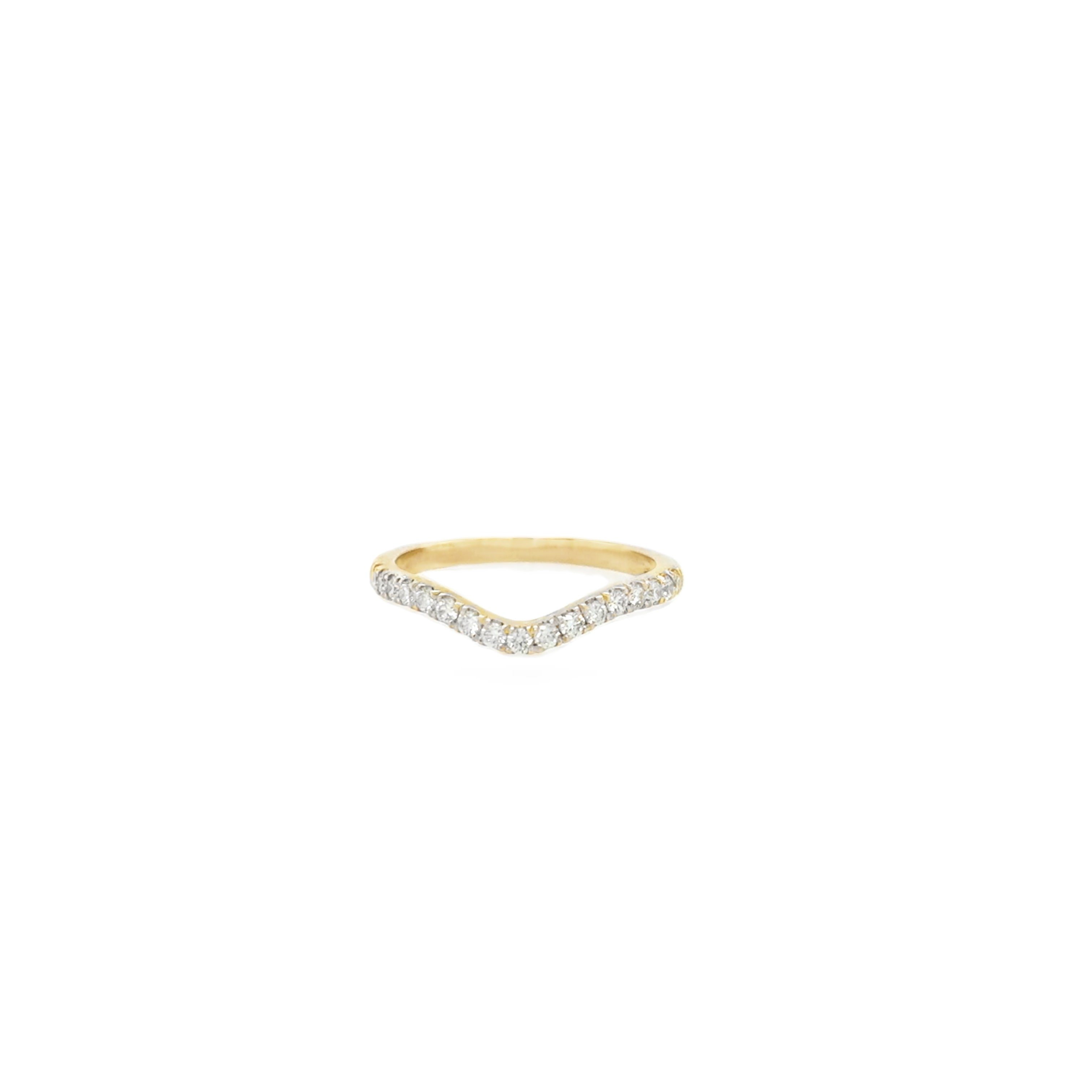14K Gold Curved Diamond Ring