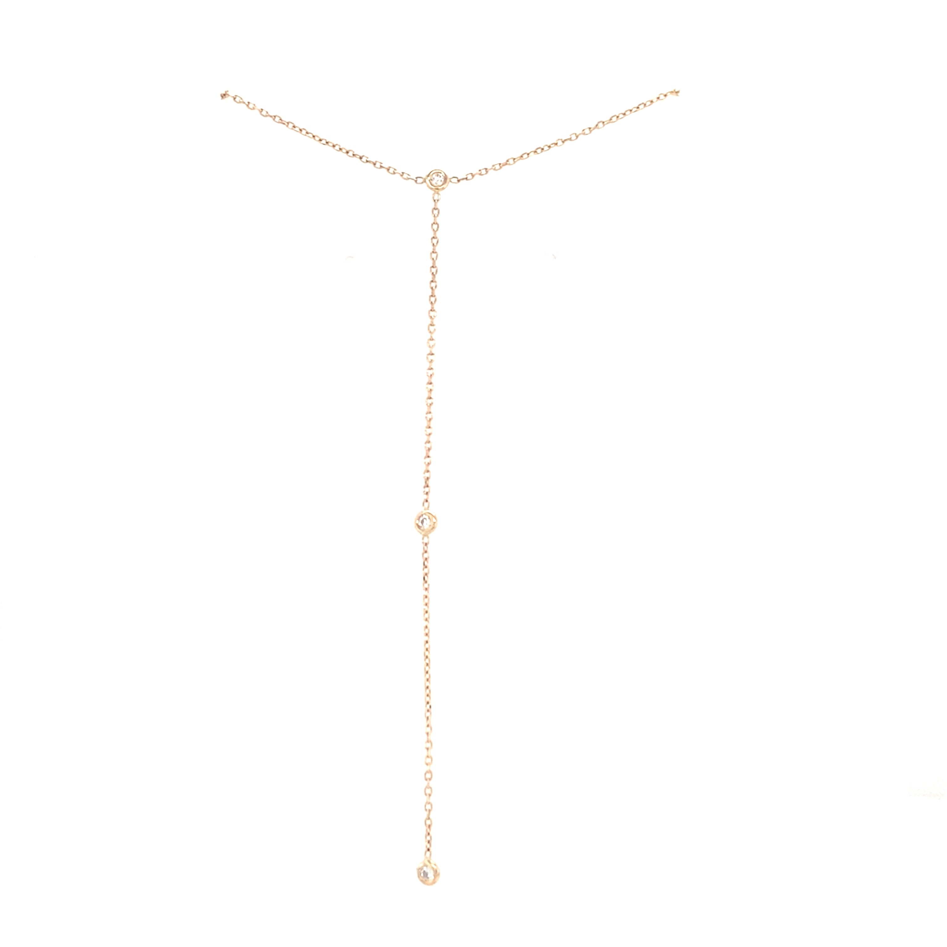14K Gold Diamond Lariat Necklace