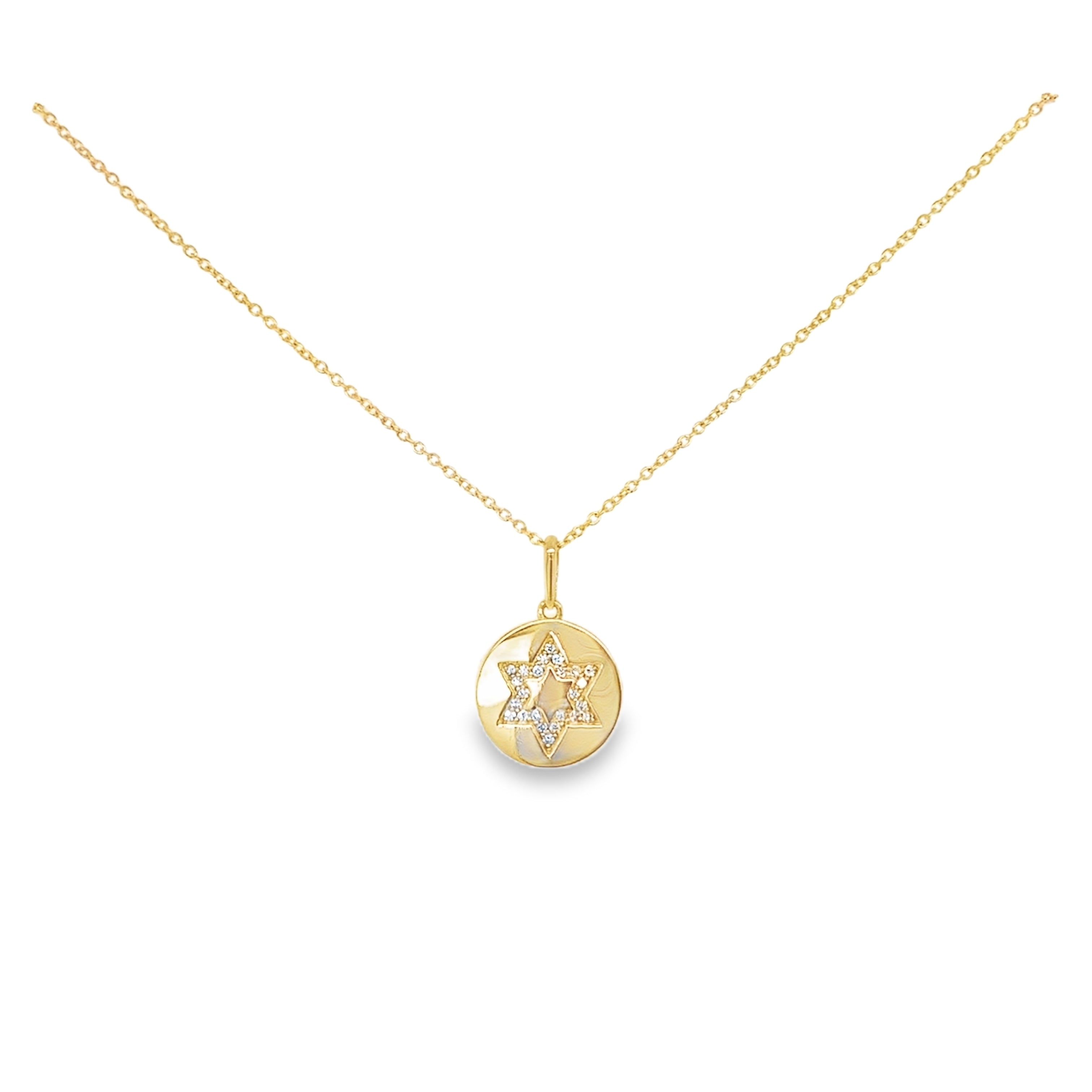 14K Gold and Diamond Star of David Medallion