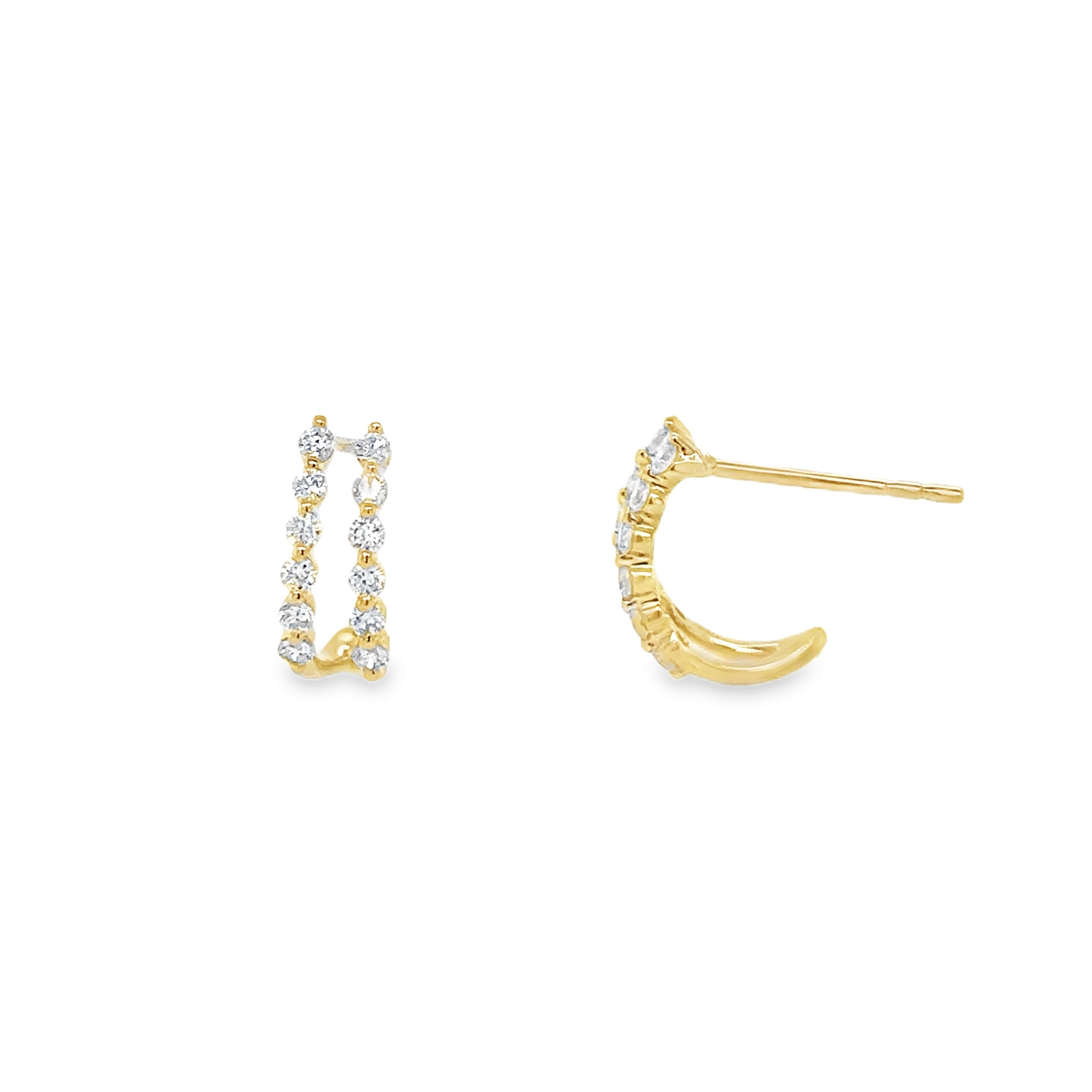 14K Gold Lab Grown Double Diamond Huggies