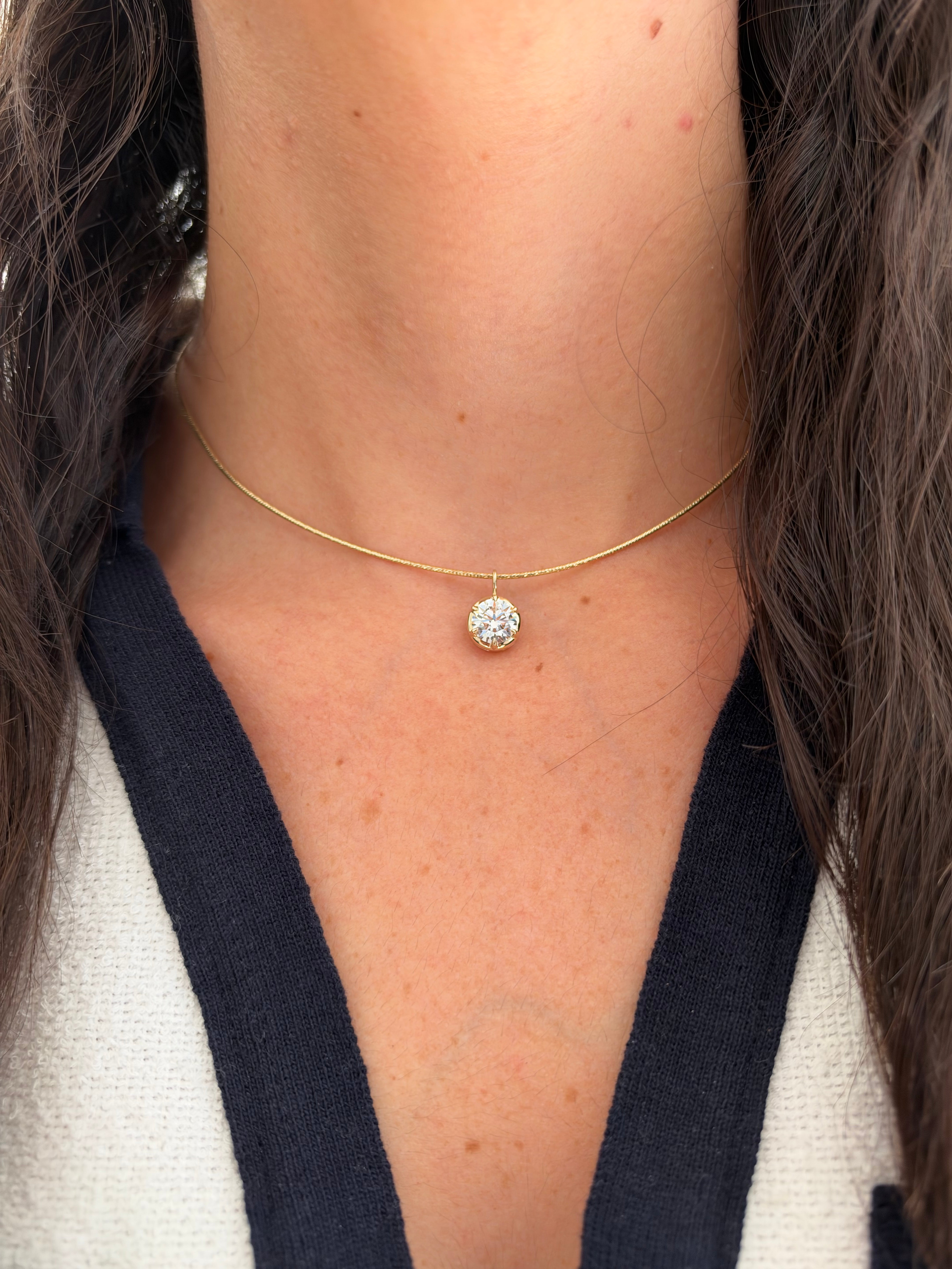 14K Gold Georgian-Inspired Lab-Grown Diamond Pendant