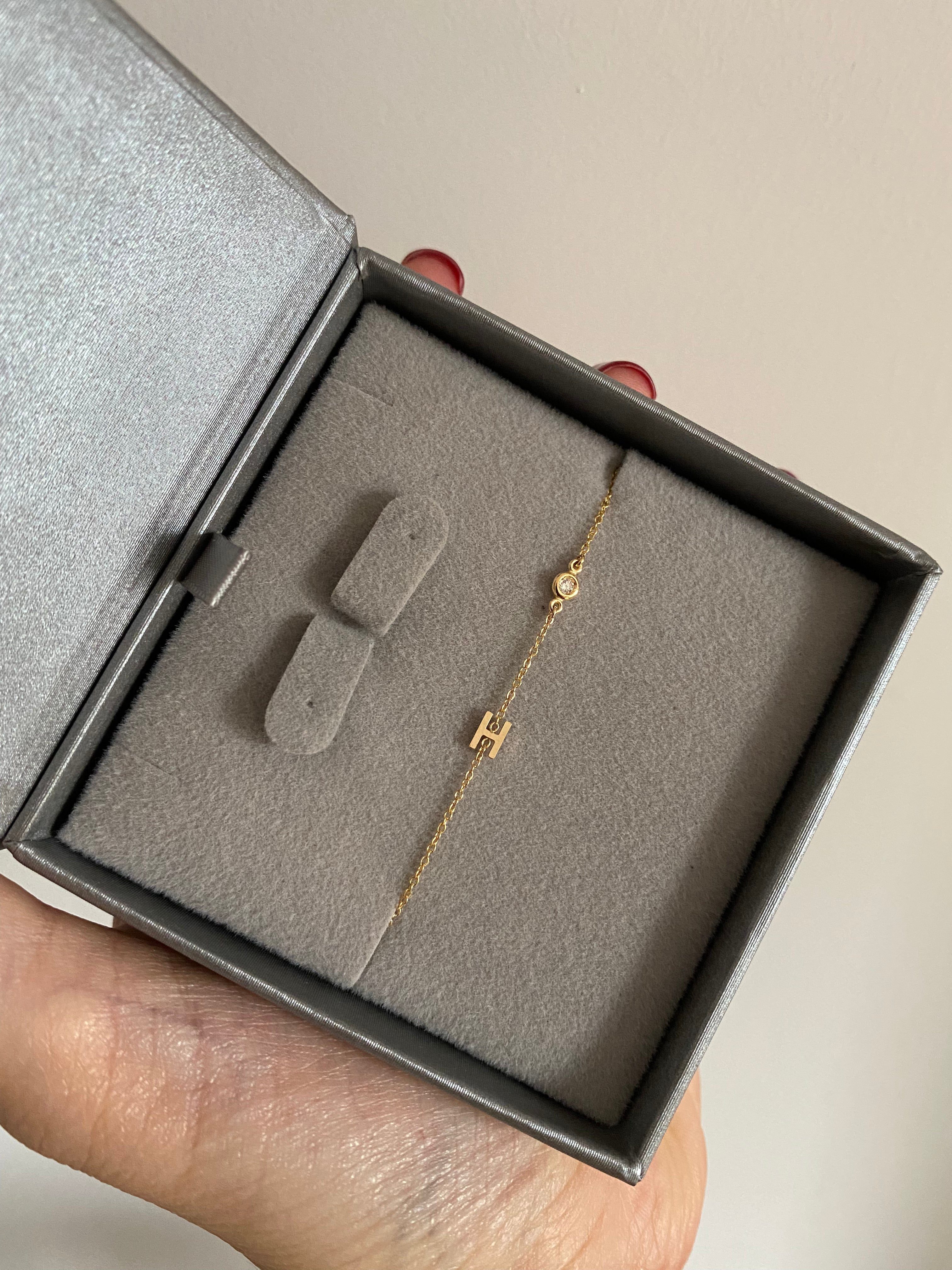 14K Gold Initial and Diamond Bracelet