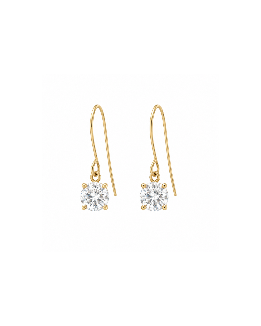14K Gold Lab Grown Diamond Hook Dangle Earrings