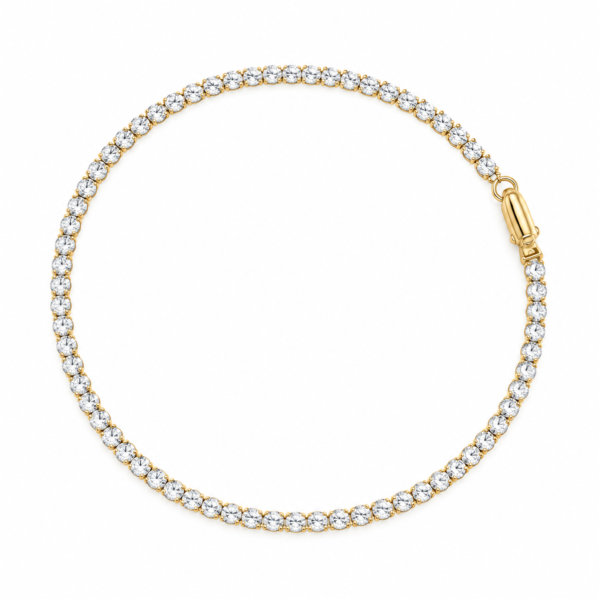 14K Gold Lab-Grown Diamond Tennis Bracelet - Lightweight Setting