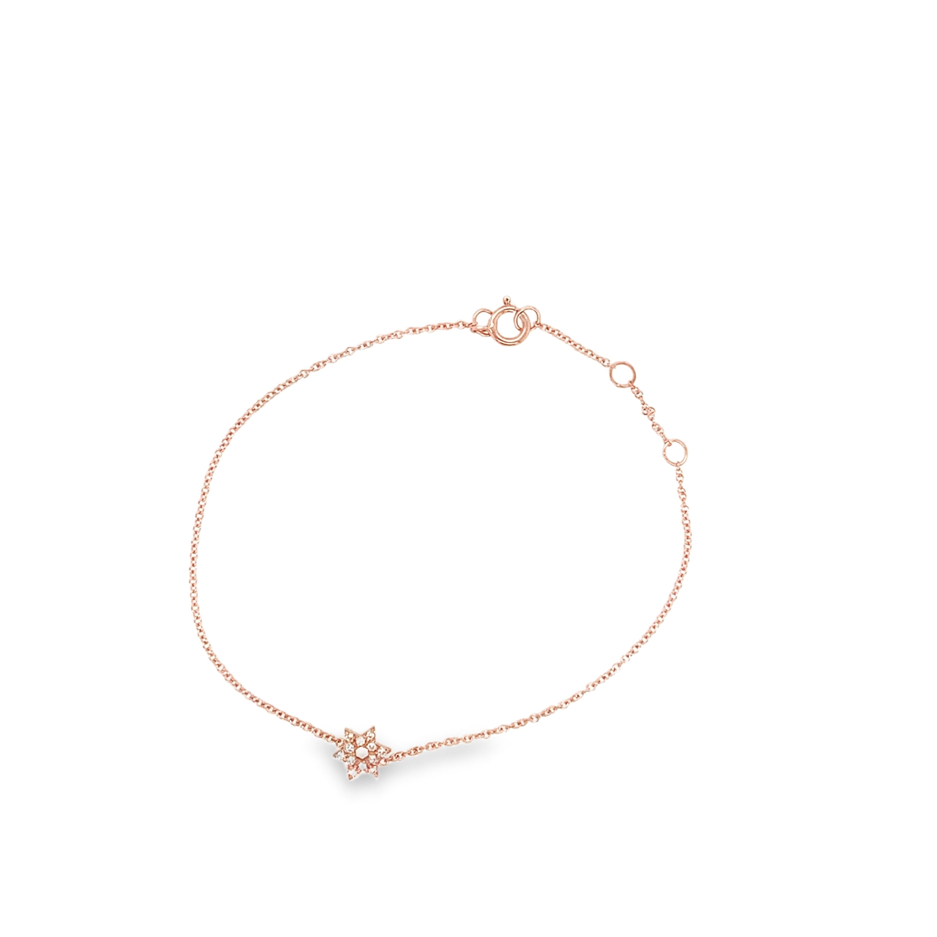 14K Gold Mini Diamond Star of David Bracelet
