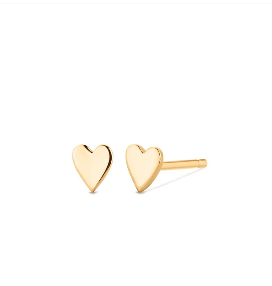 14K Gold Single Mini Heart Studs
