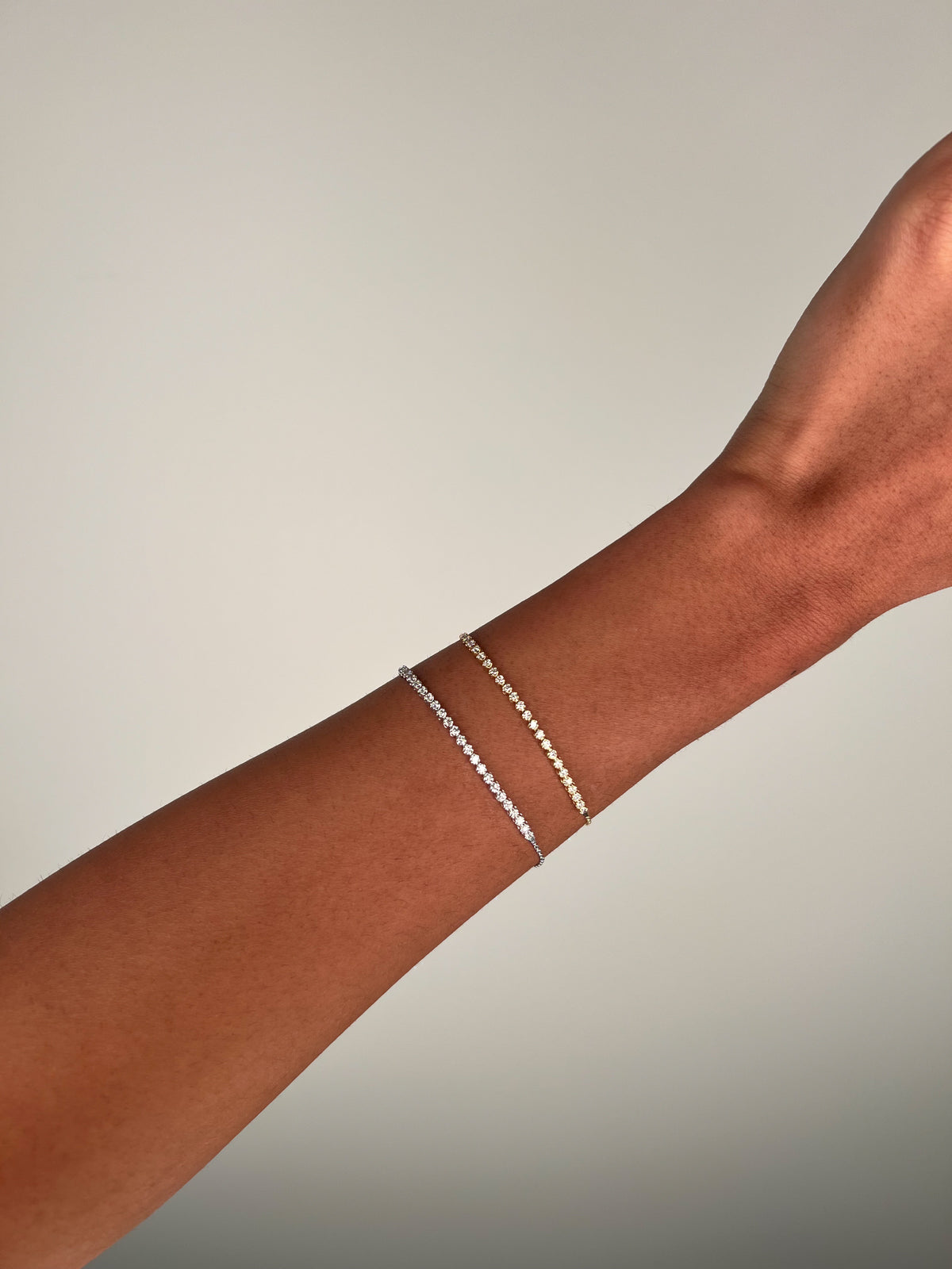 14K Gold Natural Diamond Half-Way Tennis Bracelet