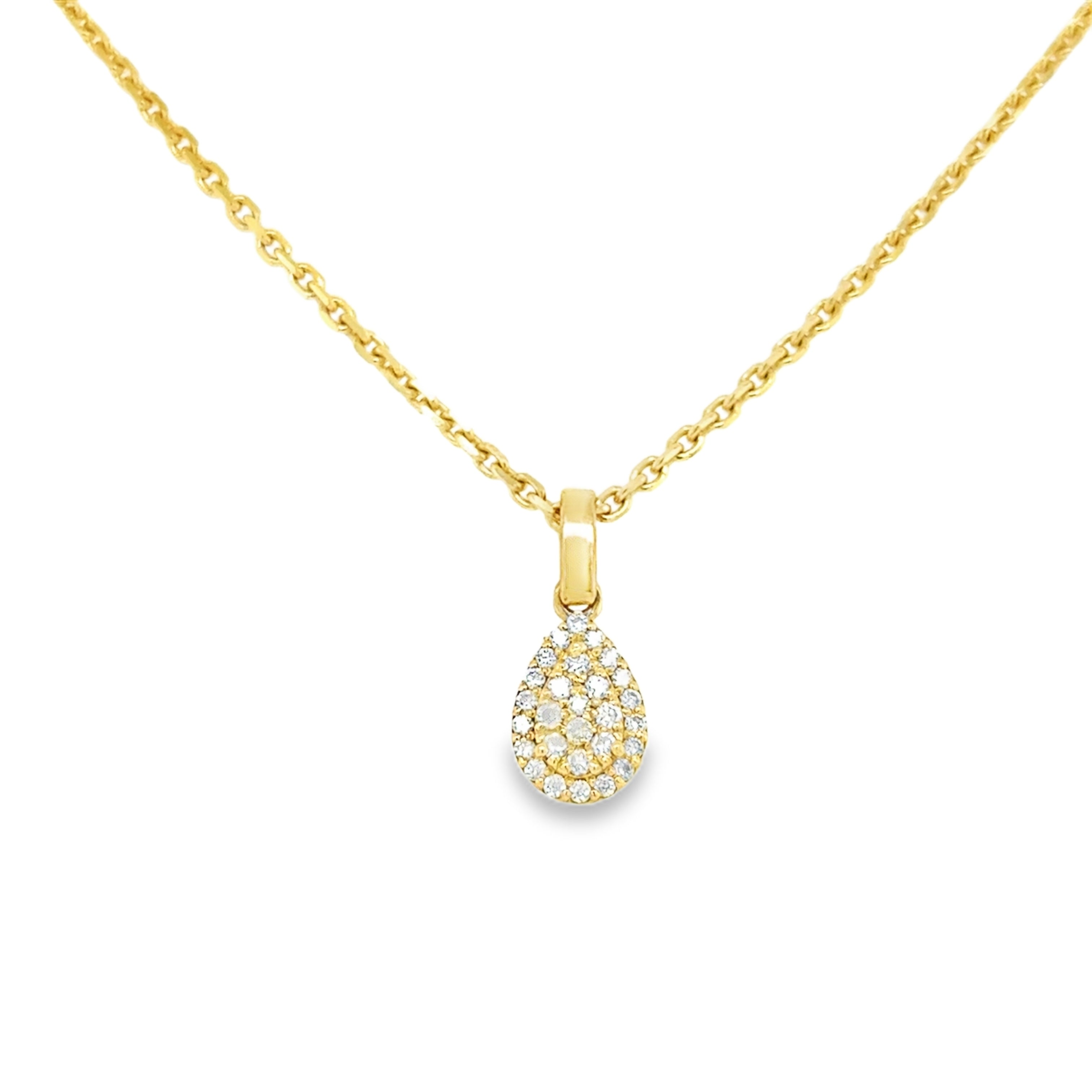 14K Gold Diamond Pear Shaped Cluster Pendant