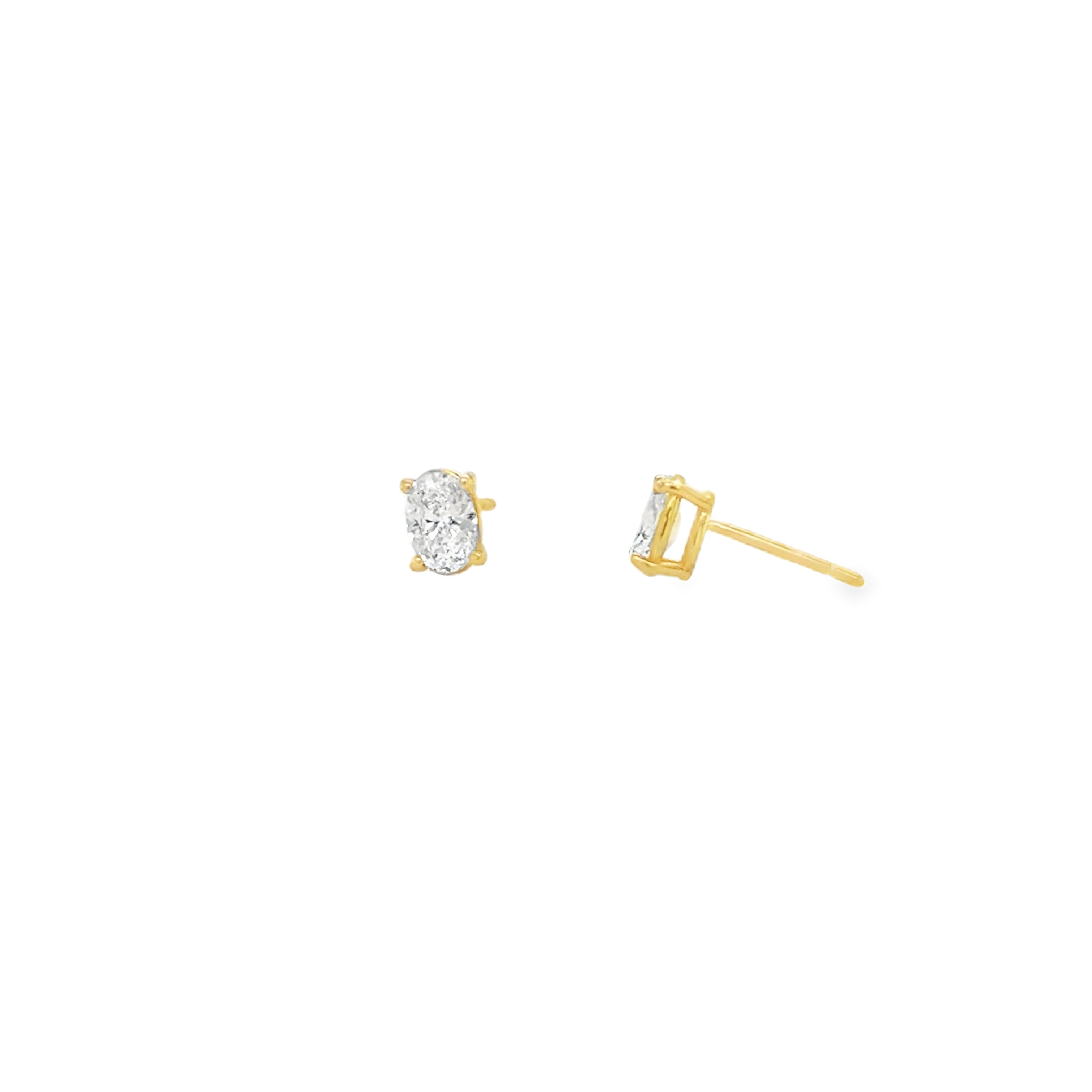 14K Gold Oval Lab Diamond Studs - 1.00 carat total weight