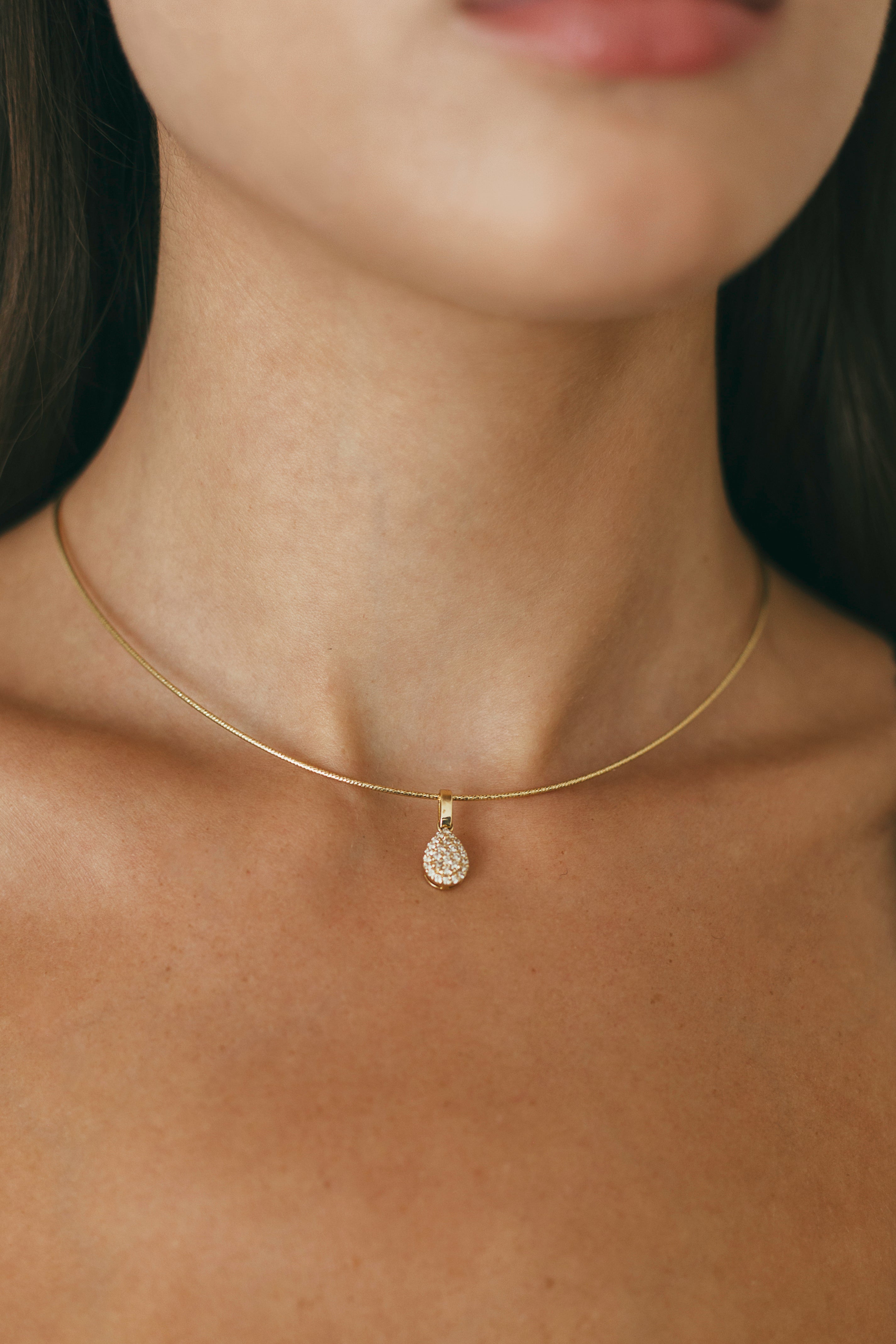 14K Gold Solid Diamond Cut Wire Necklace