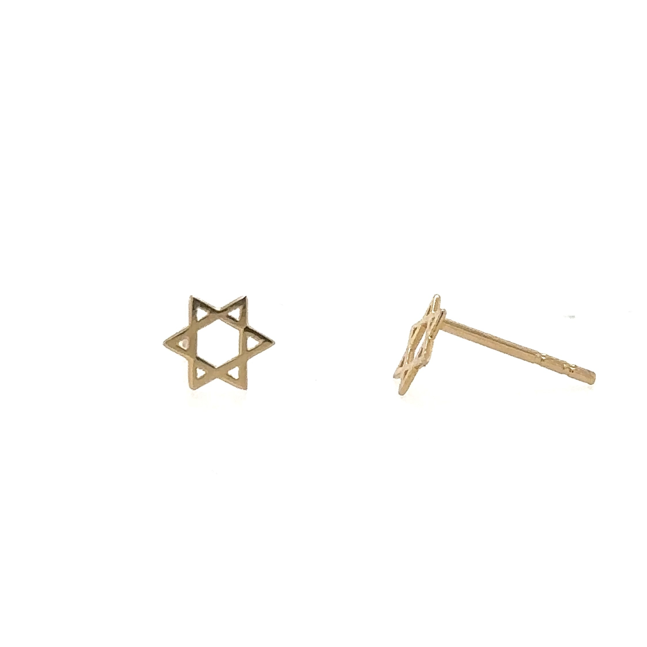 14K Gold Star of David Stud Earrings