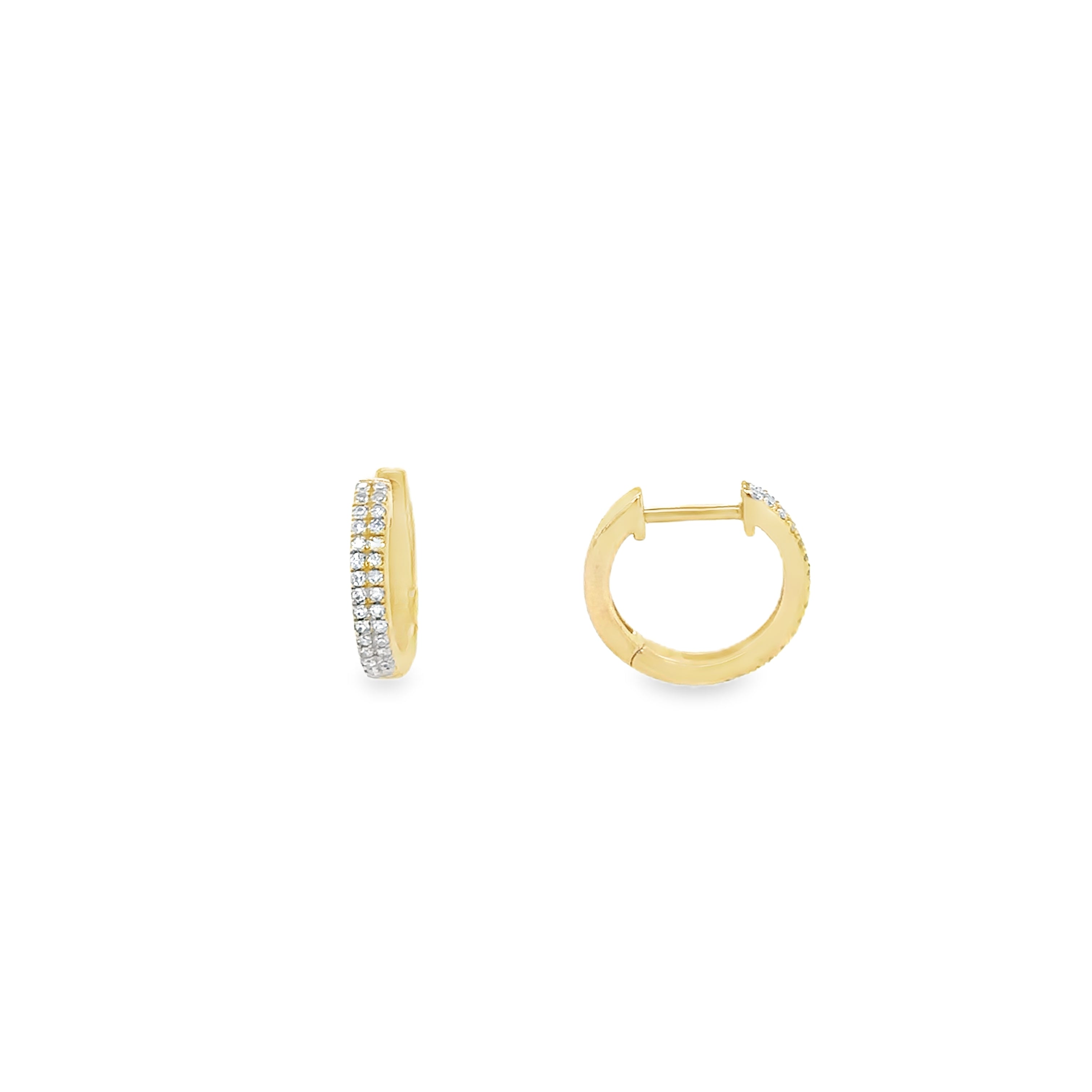 14K Gold Two Row Diamond Huggies