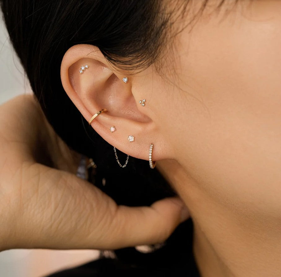 14K Gold Single Three-Prong Diamond Stud