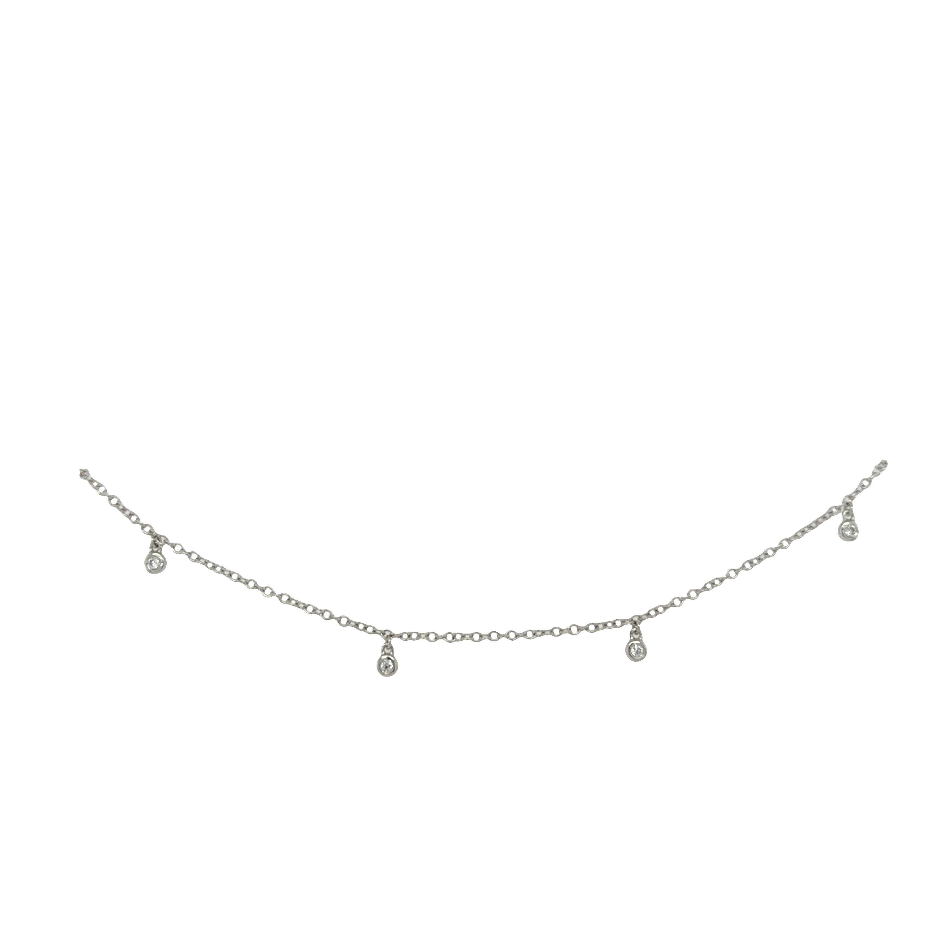 14K White Gold Dangling Diamond Bezel Bracelet