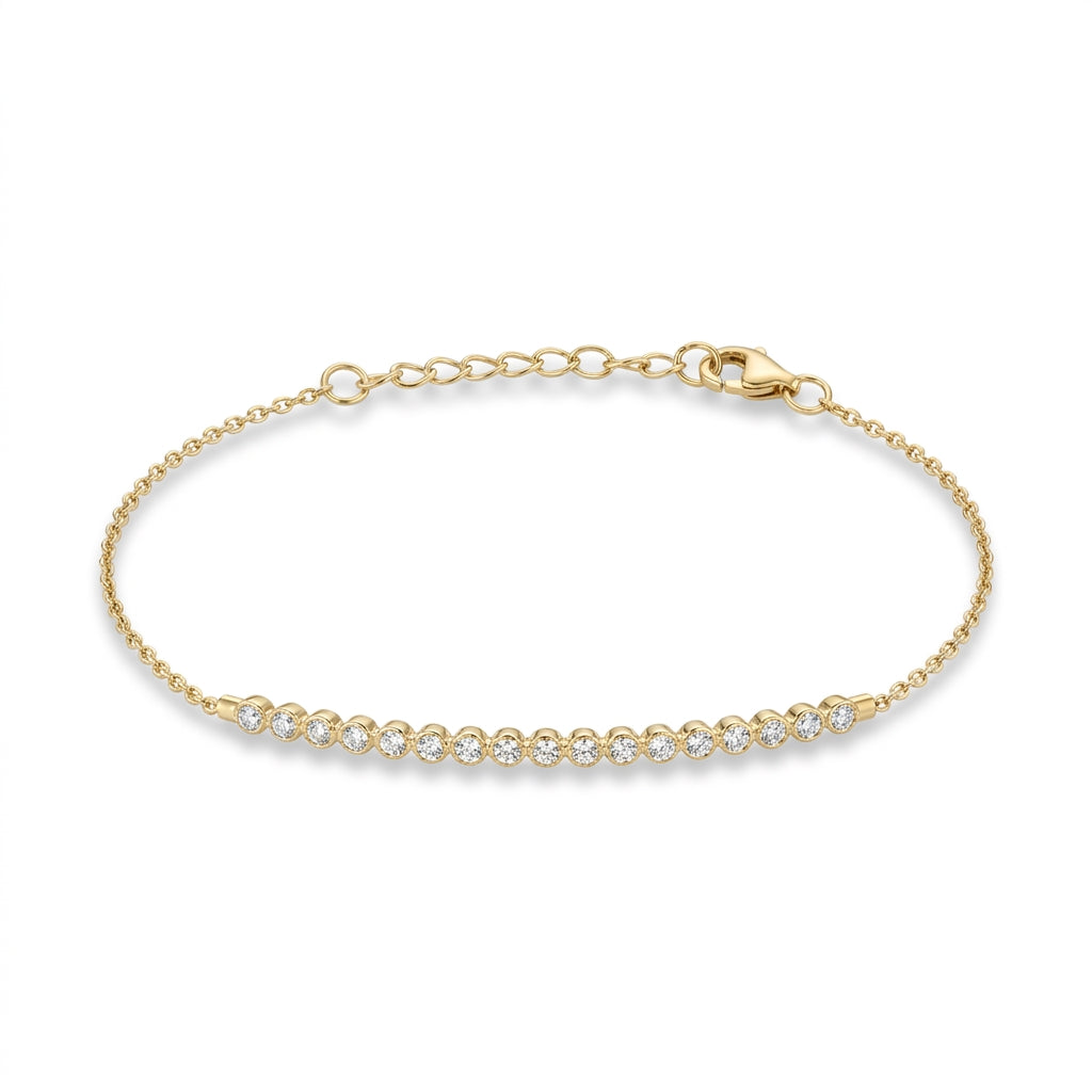 14K Gold Natural Diamond Half-Way Tennis Bracelet