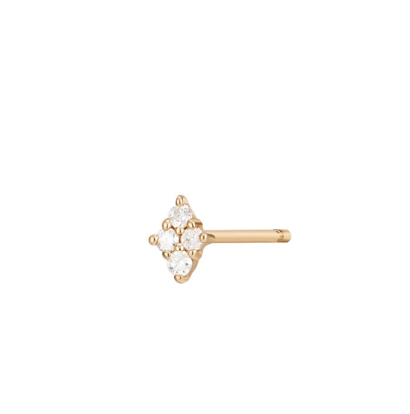 14K Gold Single Diamond Pave Stud