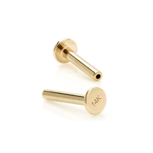Single 14K Gold Pearl Trio Bar Stud with a Flat Backing