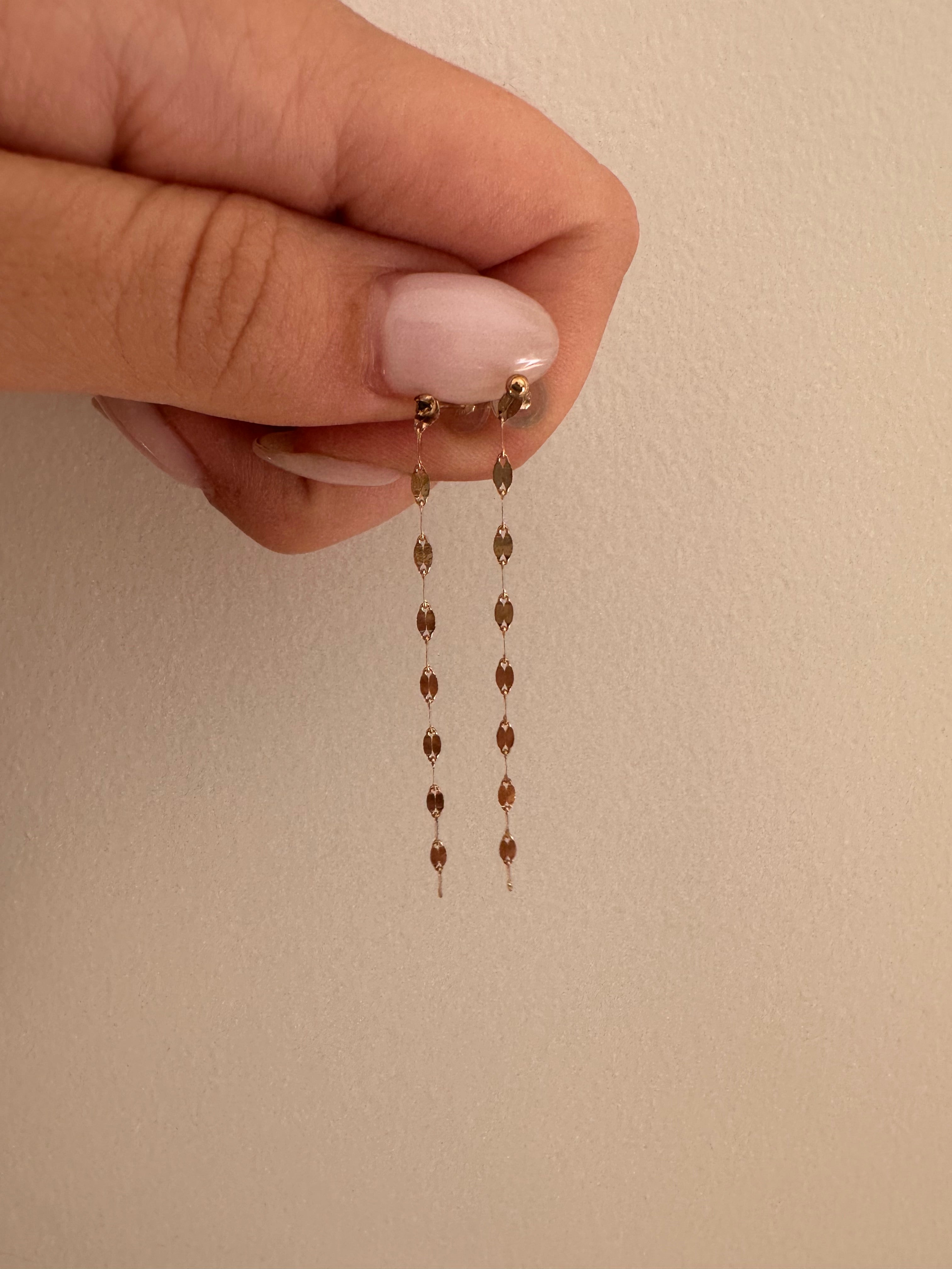 JJ x Chantel Carreira Gold Mirror Link Drop Earrings - TINY DENT IN ONE EARRING!