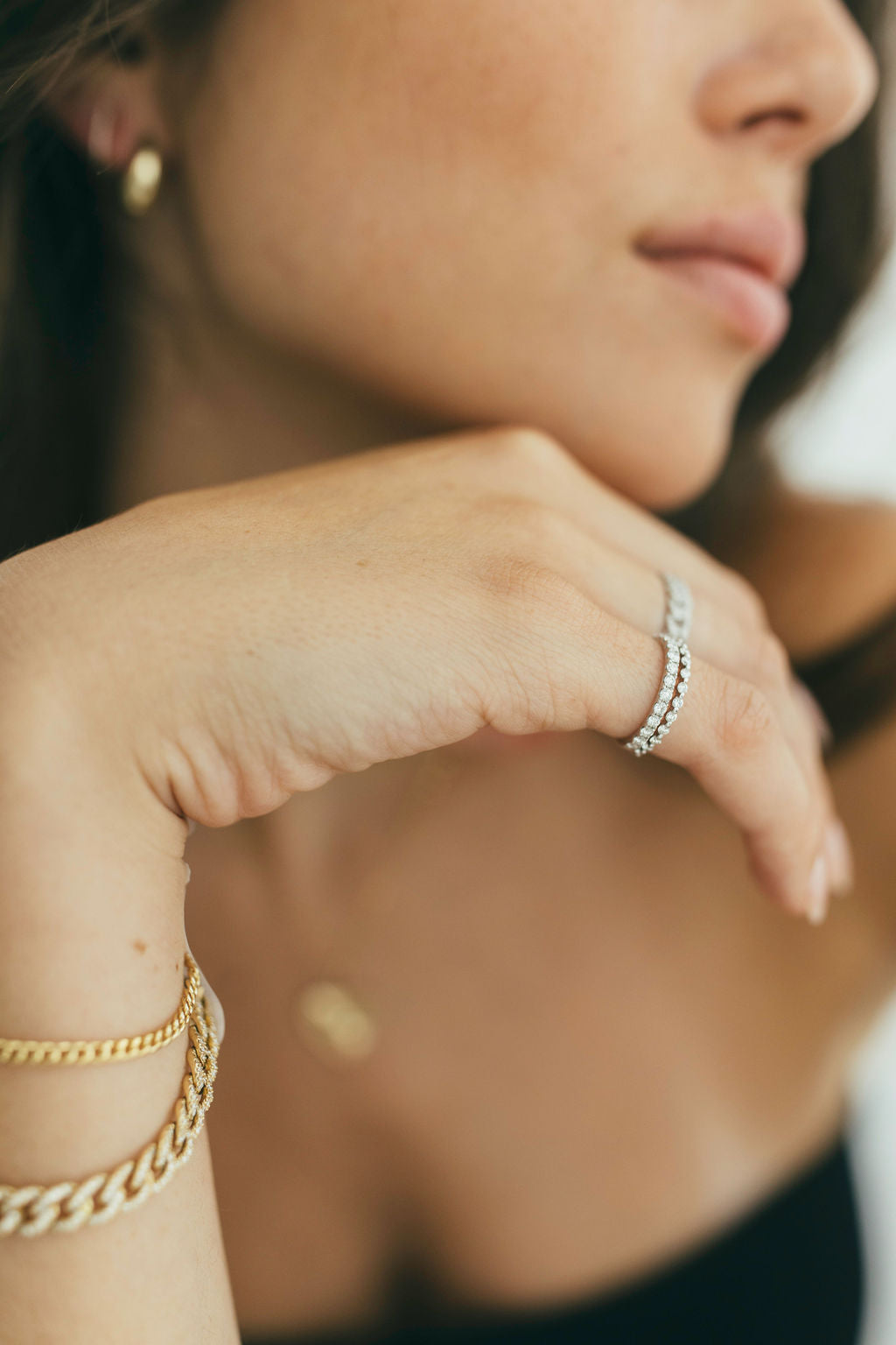 2mm Pavé-Set Half Diamond Ring