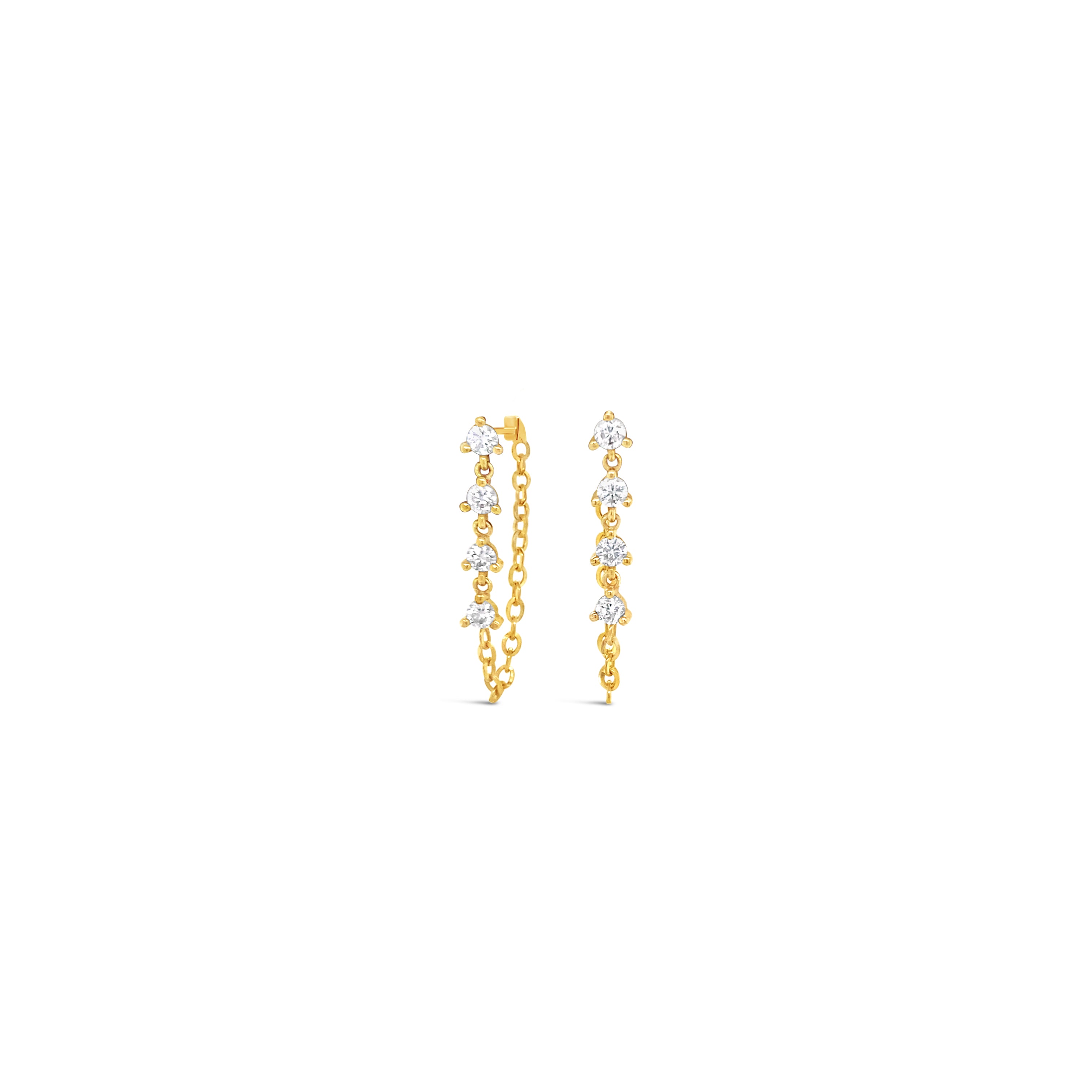 Three-Prong Diamond Chain Earrings