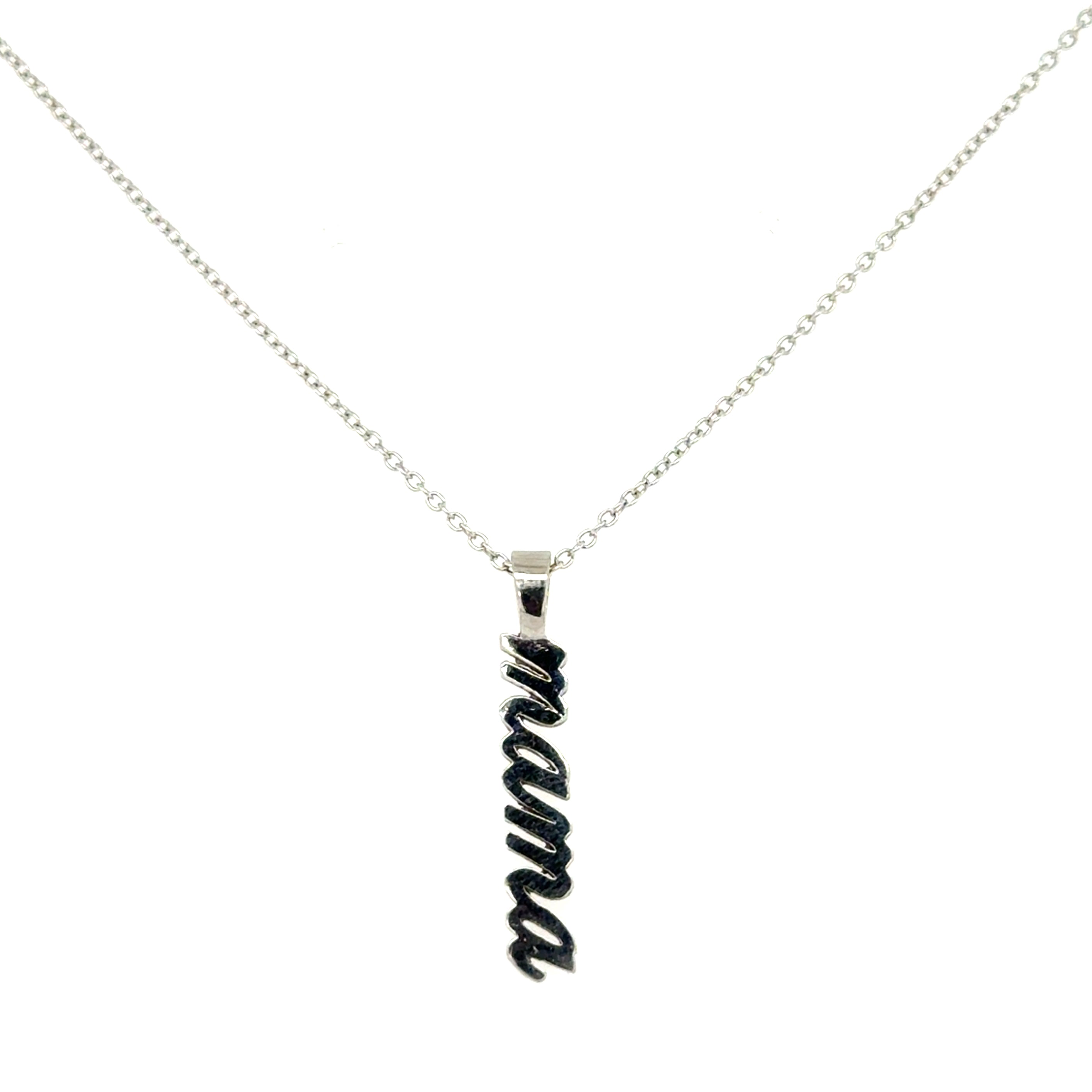 14K White Gold Cursive Mama Charm