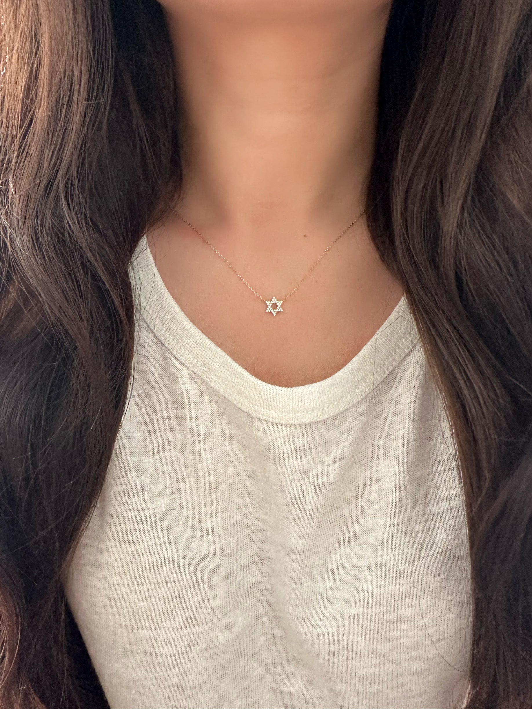 14K Gold Diamond Star of David Necklace