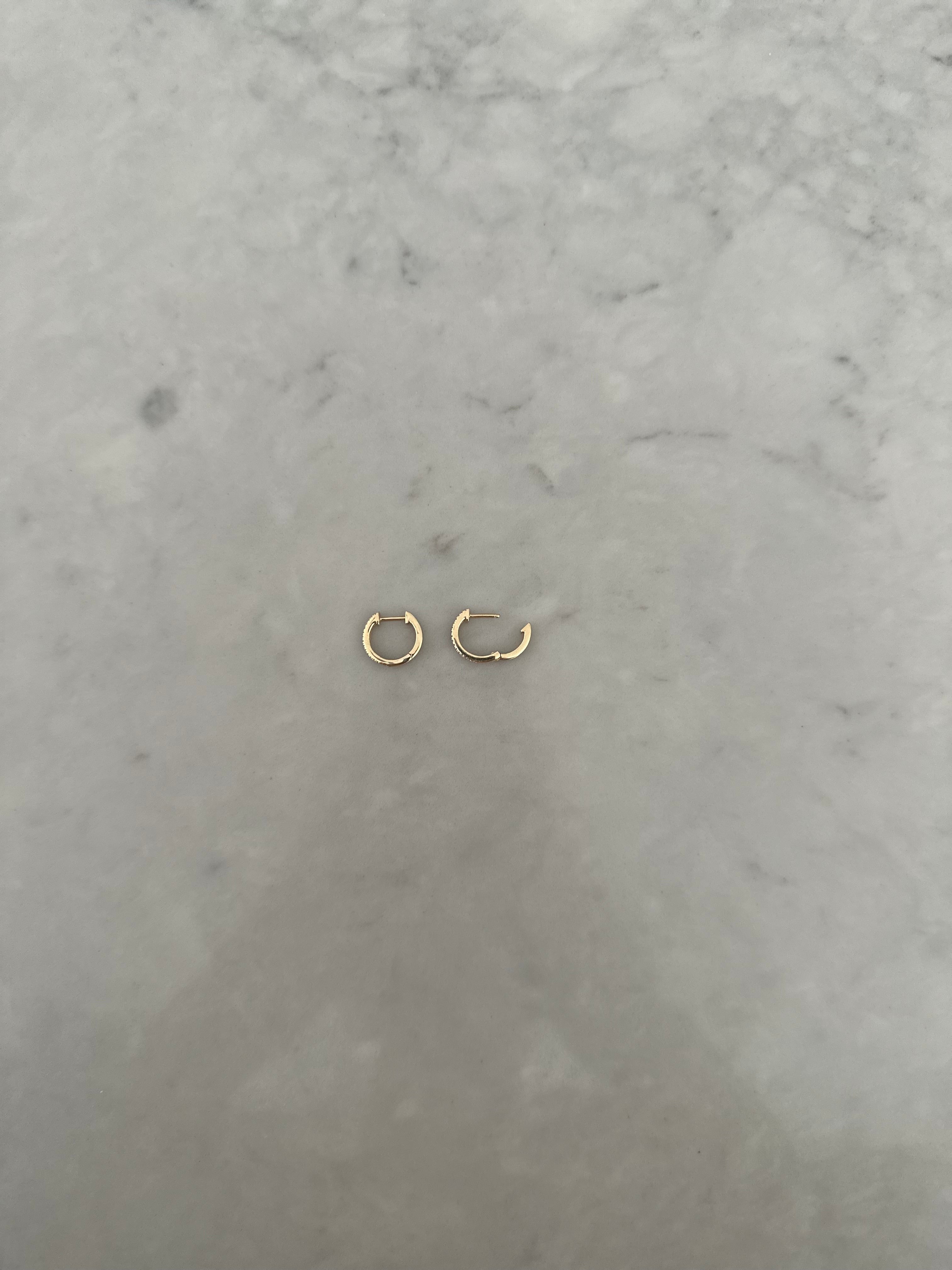 14K Gold Two Row Diamond Huggies