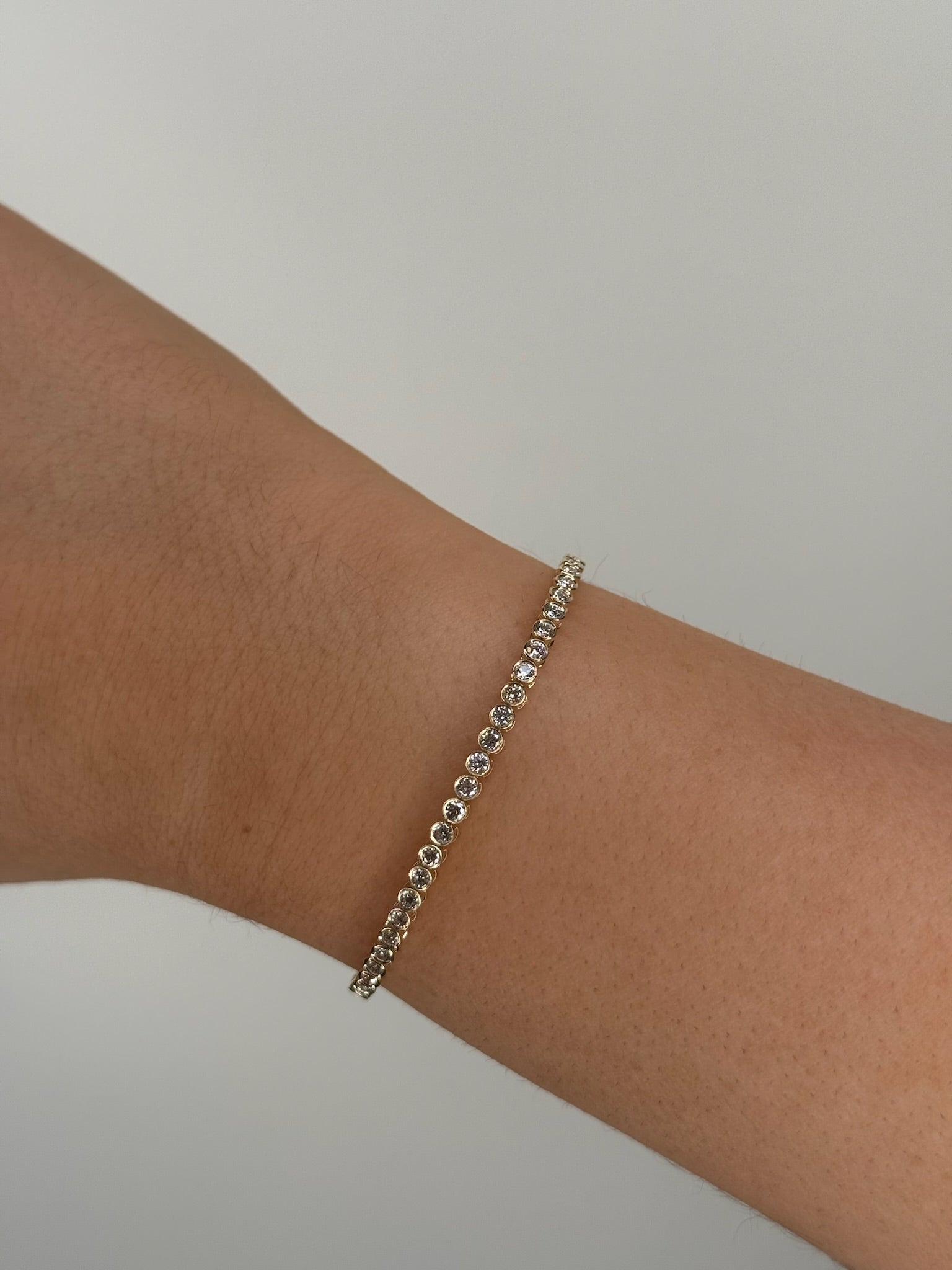 14K Gold Lab Grown Diamond Bezel Tennis Bracelet