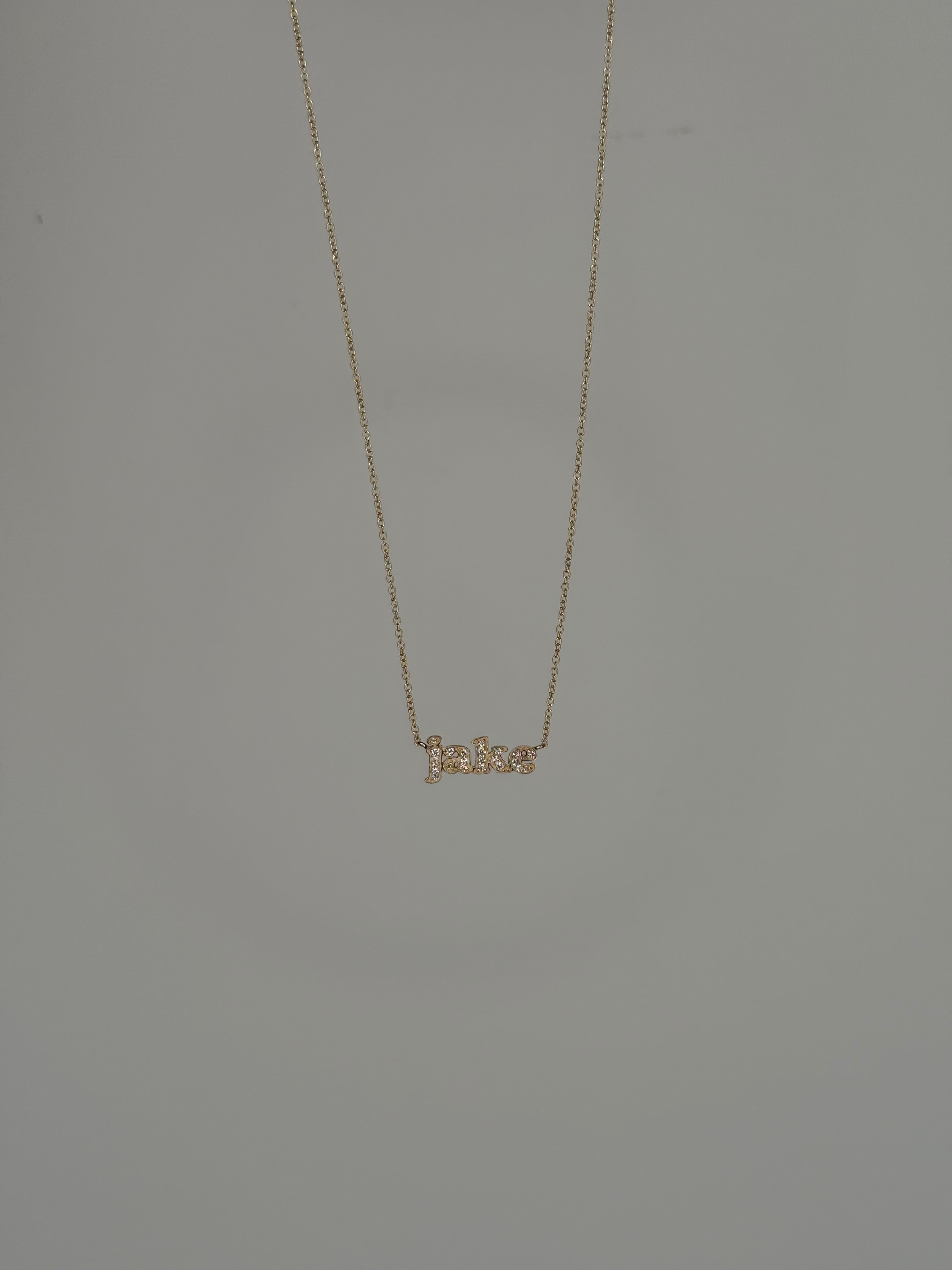 14K Gold and Diamond Mini Name Necklace