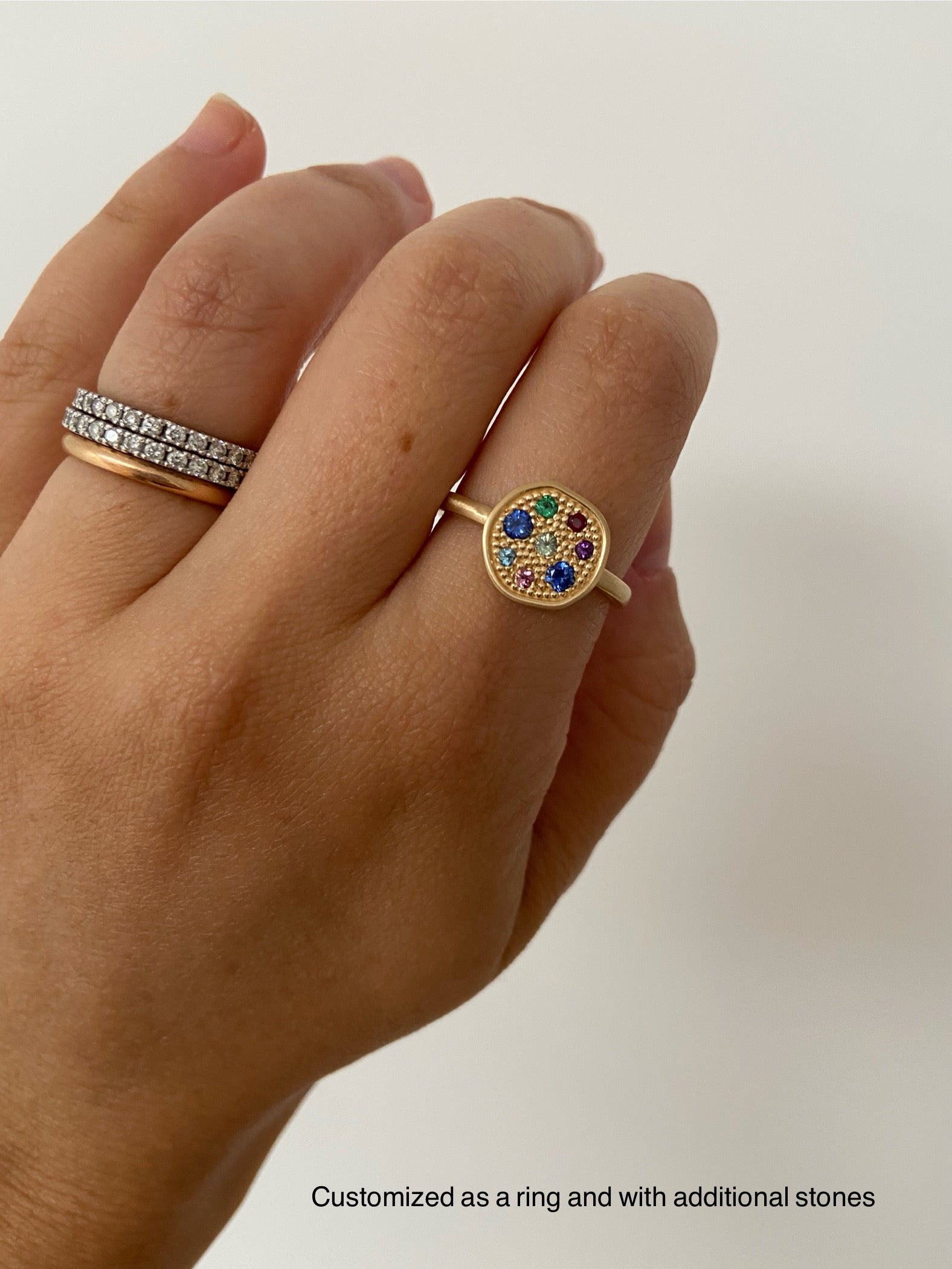 14K Gold Personalized Family Birthstone Pendant