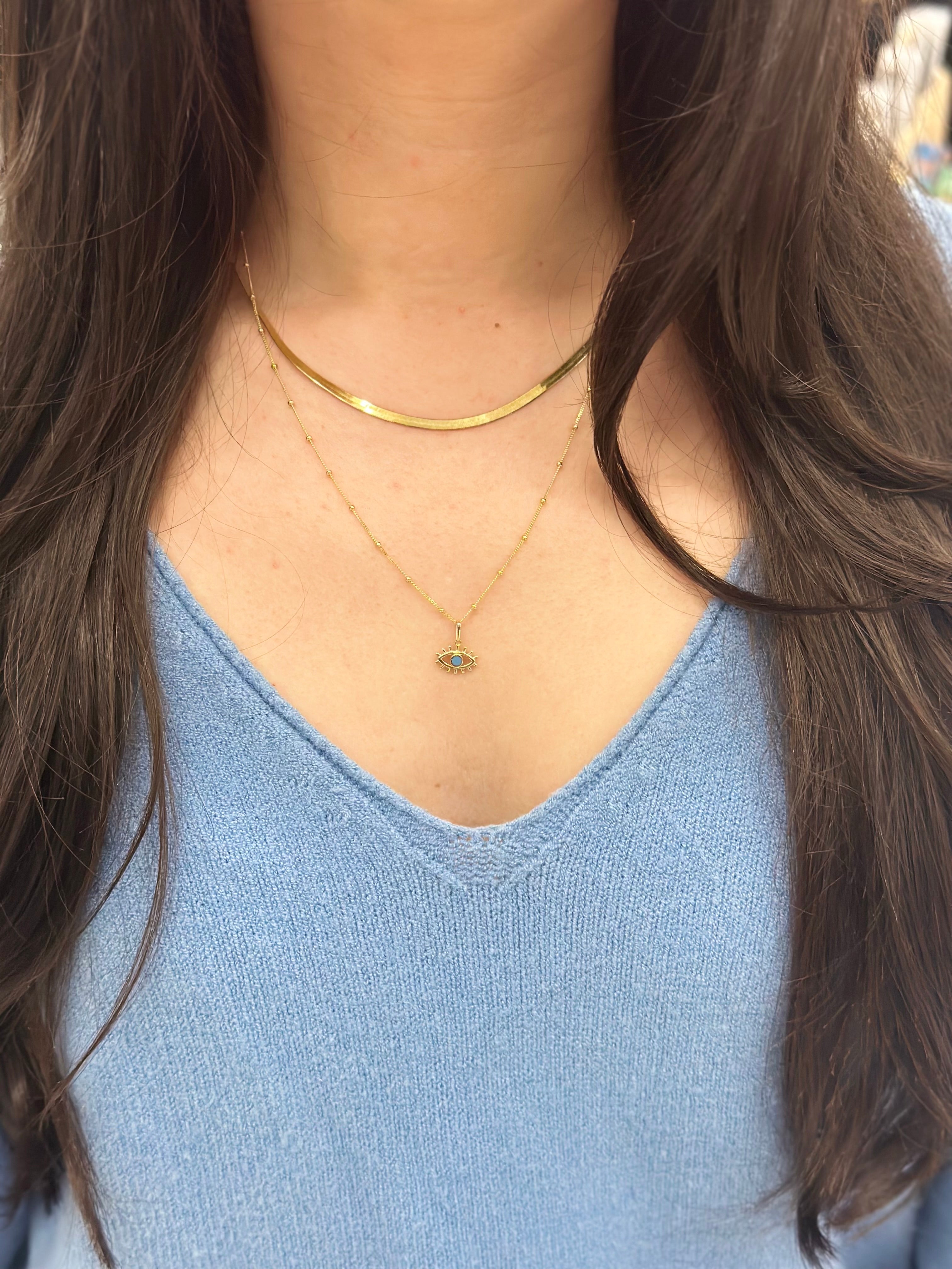 14K Gold Evil Eyelash Charm