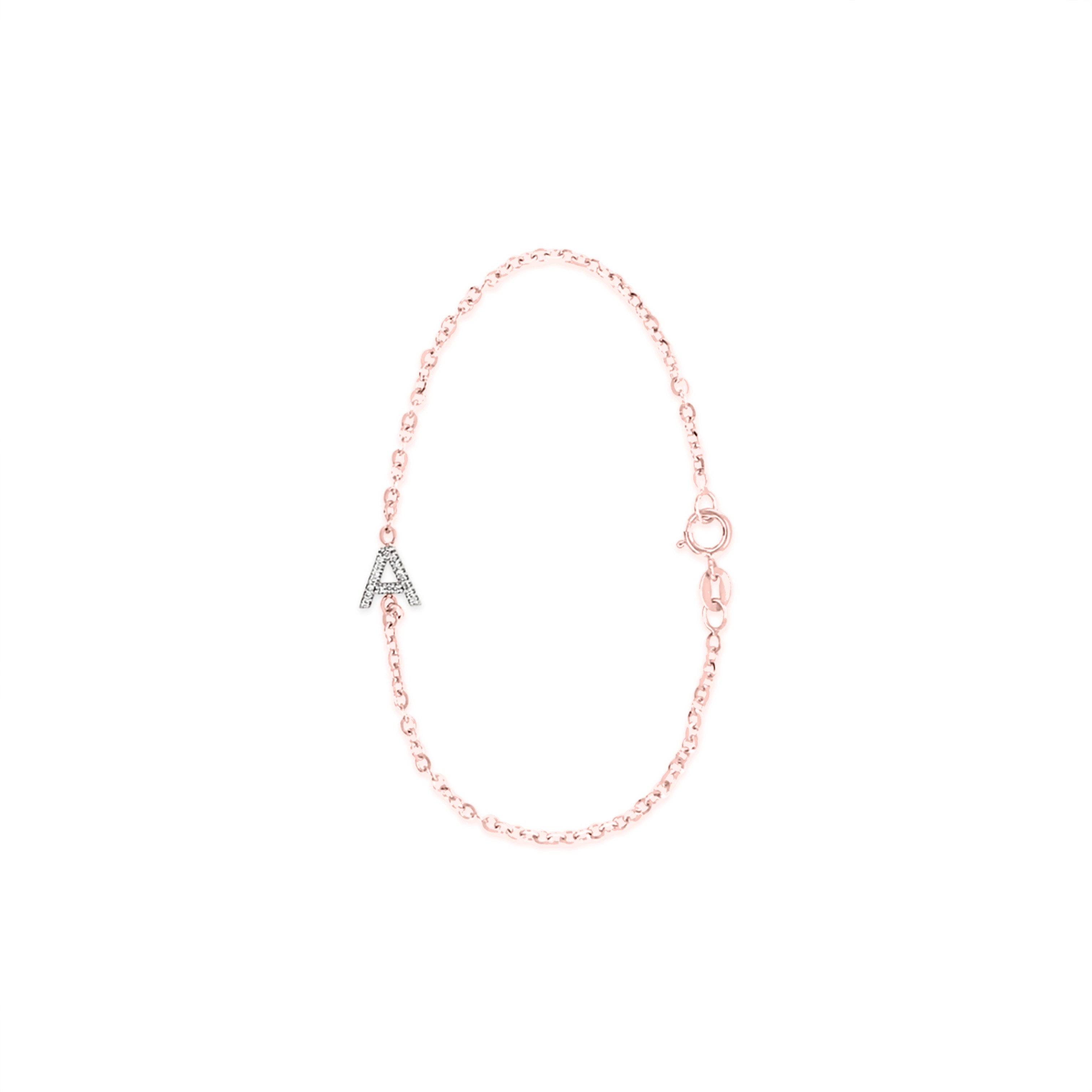 10K Gold Diamond Initial Bracelet