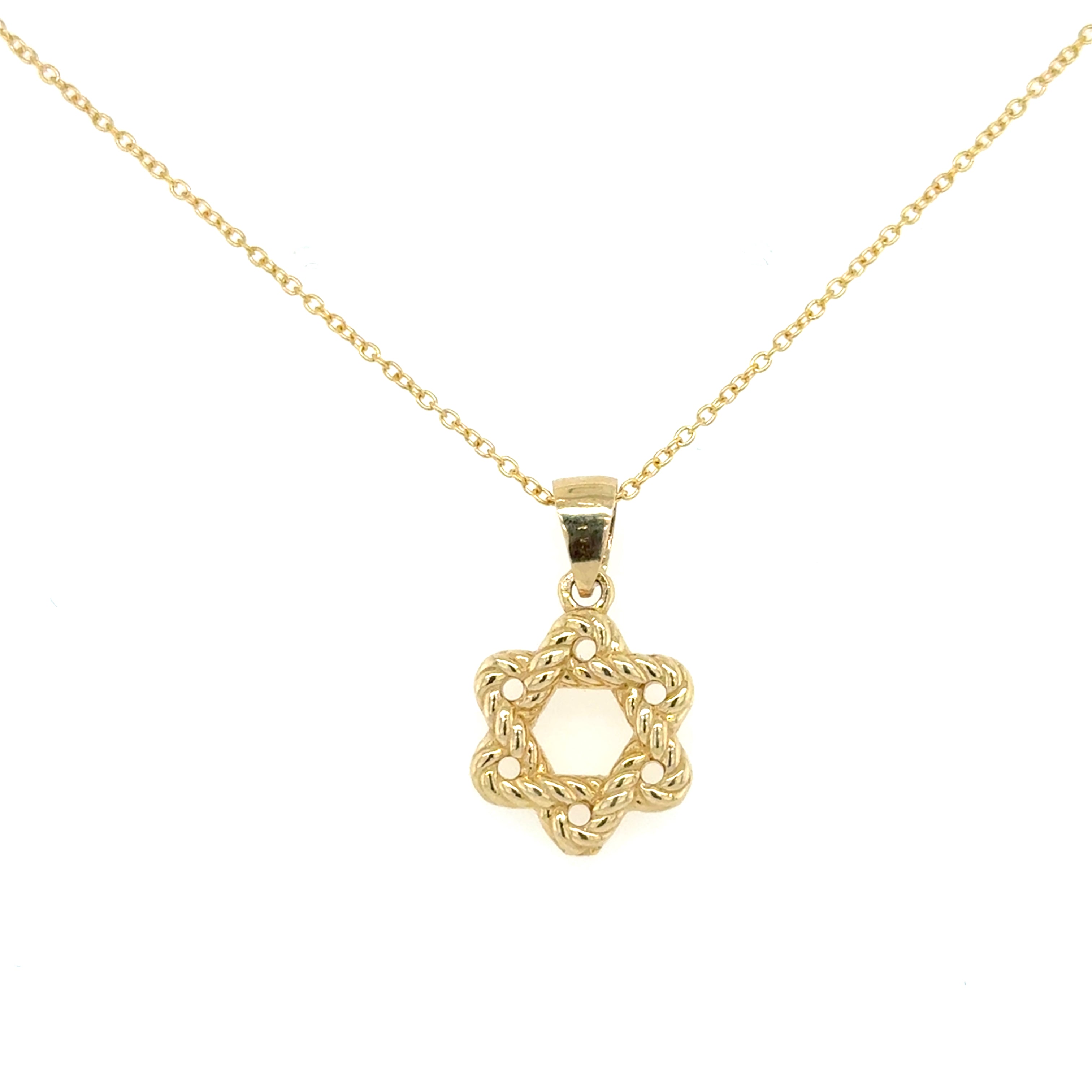 10K Gold Puffy Twisted Star of David Charm